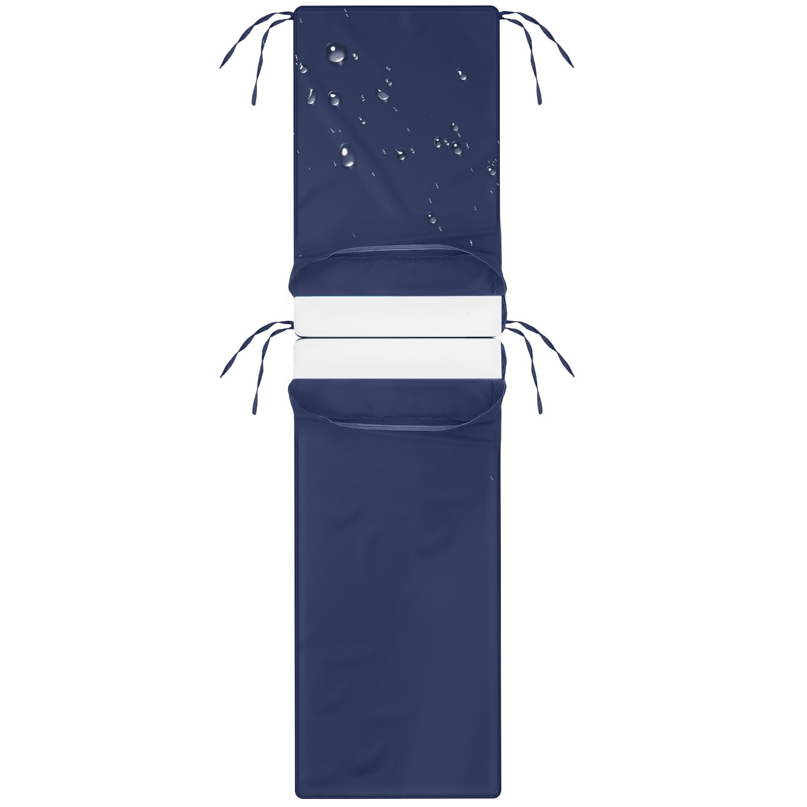 Ganeen Waterproof Chaise Lounge Cover 72x21x3in - Outdoor Cushion Slipcover with Zipper & Ties for Patio, Lawn, Poolside - Navy Blue (1 Piece) - Perfect for Sun Protection & All-Weather Use