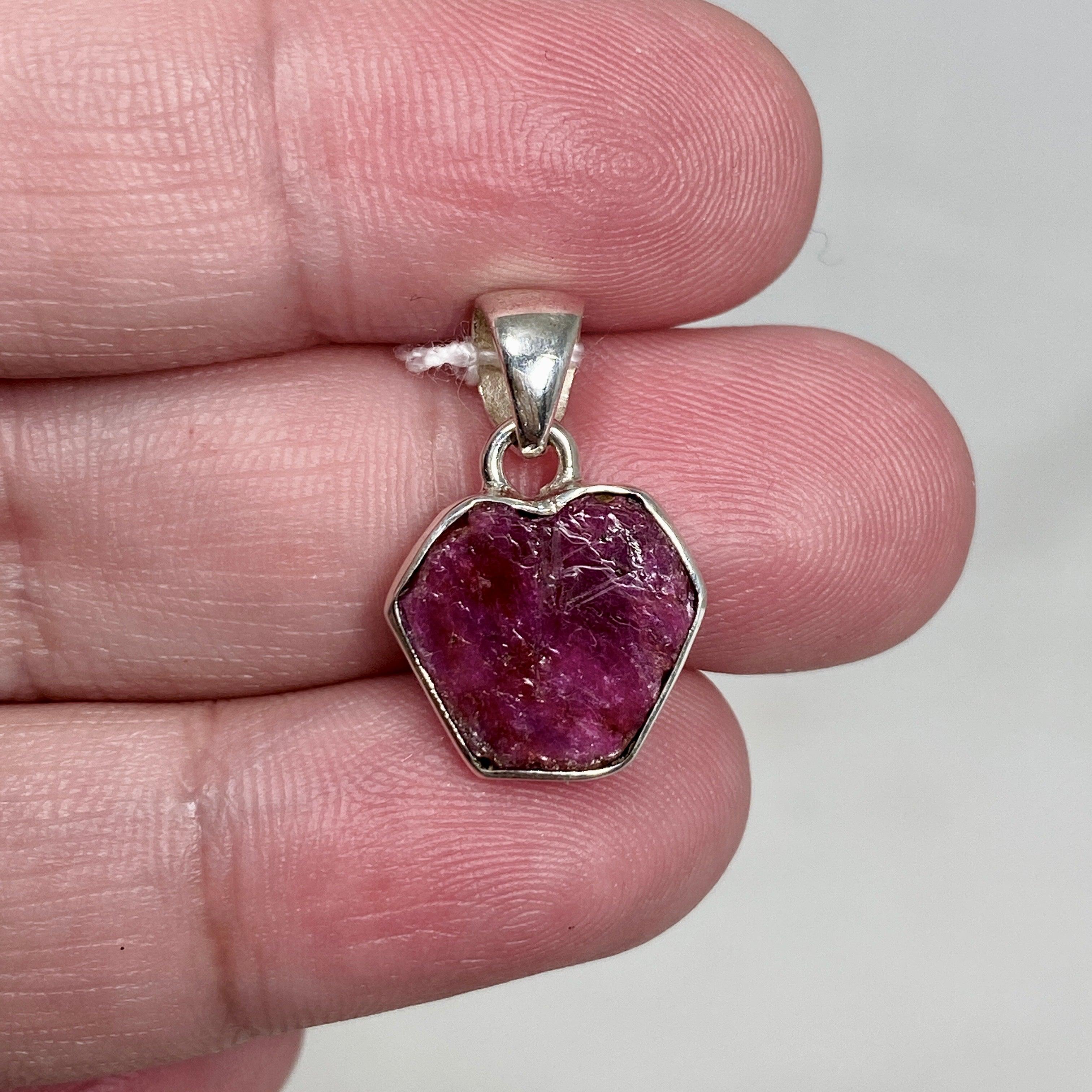 Natural Ruby Raw Hexagonal Pendant Necklace - KPGJ3341 | Handmade Boho Jewelry for Women, Gift for Her | Perfect for Meditation, Yoga & Spiritual Healing