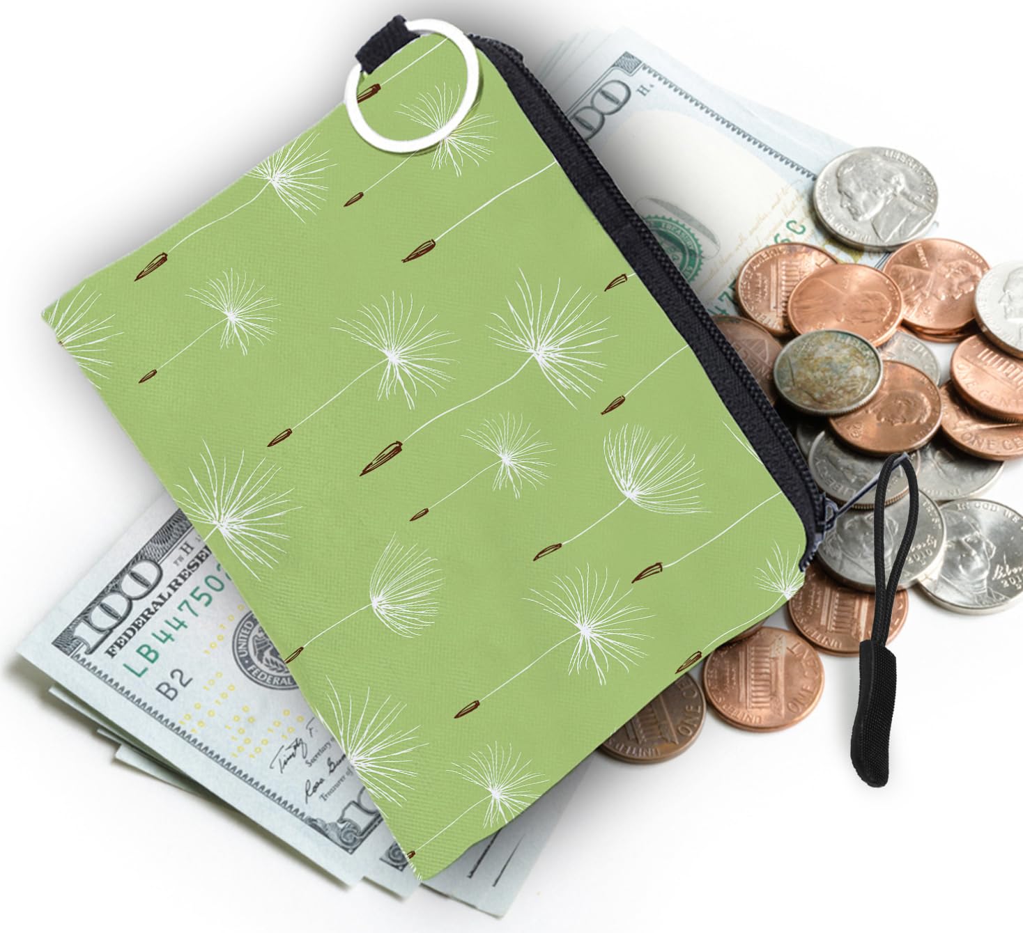 FAVORTALK Green Canvas Coin Pouch - Small Cute Zip Purse for Coins, Credit Cards, ID, Keys, Headphones & Lipstick | Compact Mini Wallet for Women & Men | Perfect for Travel, Shopping & Everyday Use (Model 3290)