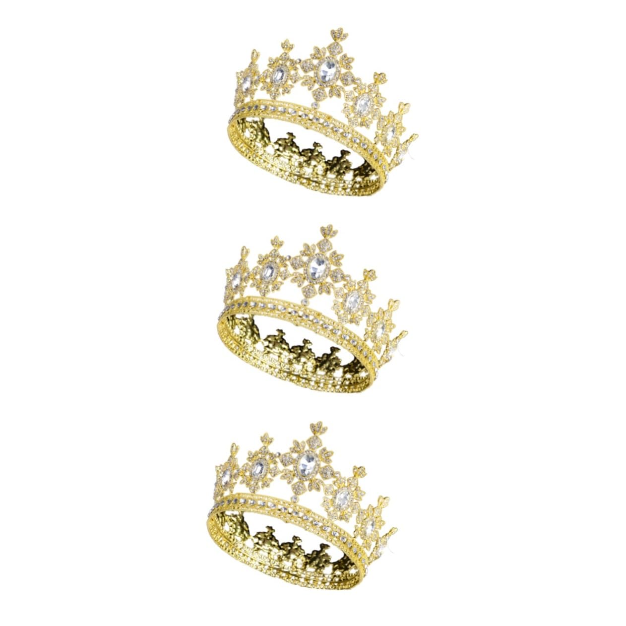 FOMIYES 3-Piece Rhinestone Wedding Crown Set - Vintage Baroque Bridal Tiara & Headbands for Women, Alloy Veil Hair Accessories for Bride, Photography, Prom & Special Occasions