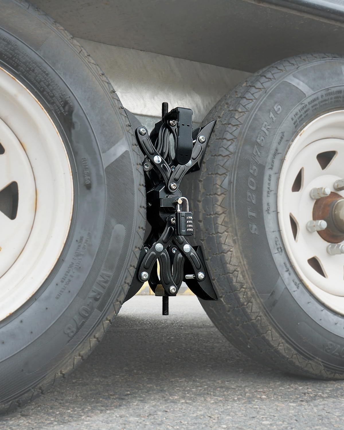Heavy Duty Adjustable X-Shaped Wheel Stabilizer for Travel Trailers & RVs - 2 Pack Black X-Chock with Drill-Free Installation - Perfect for Camping, Road Trips, and Secure Parking