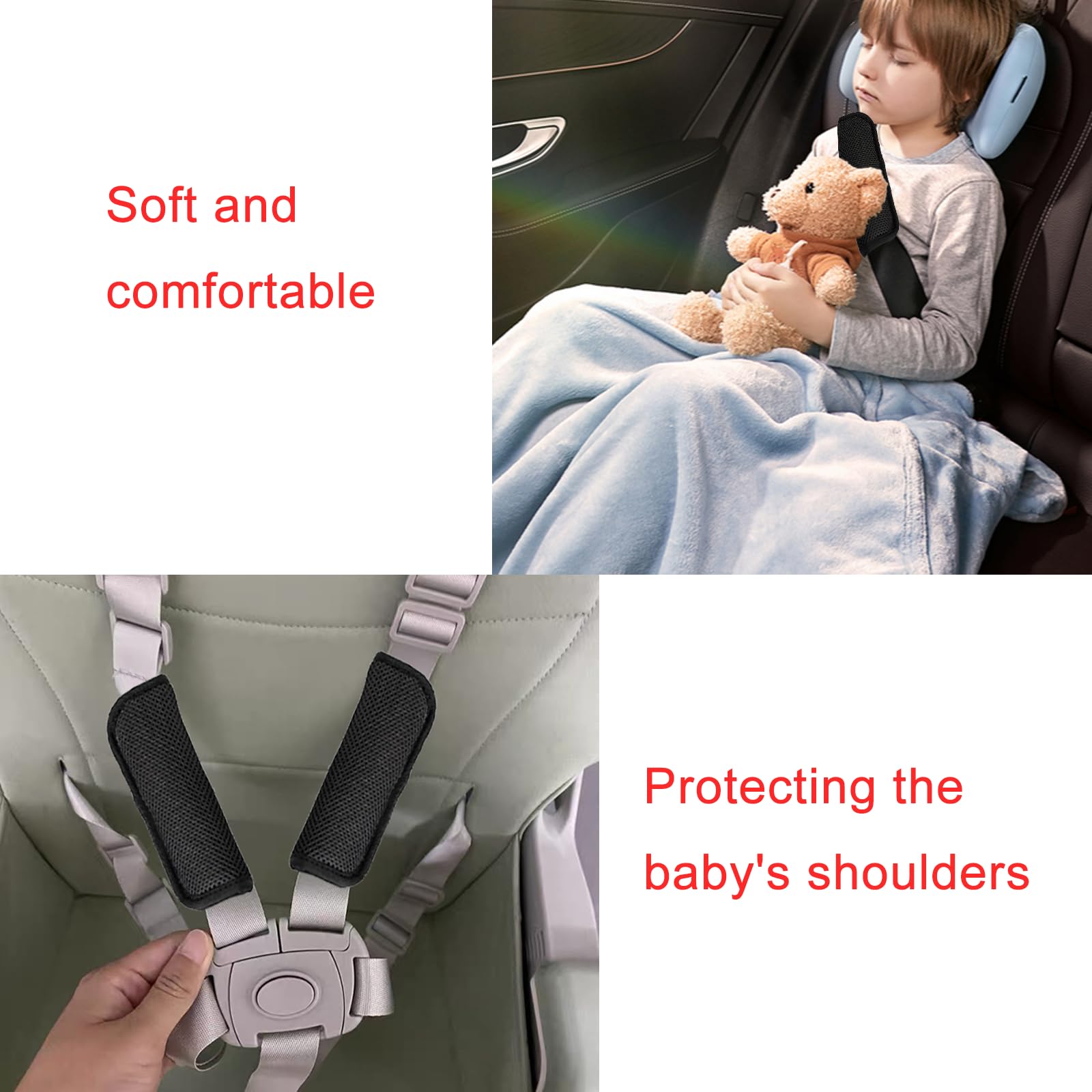 2 Pack Universal Car Seat Strap Covers - Soft Shoulder & Neck Pads for Baby & Kids - Comfortable Seat Belt Protectors for Long Rides, Travel, and Daily Commute