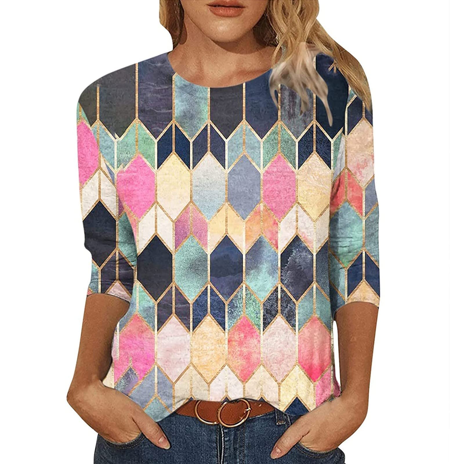 Women's Floral Print Crewneck T-Shirt Blouse - Casual Fit Tunic Top for Workout & Everyday Wear | Summer & Fall Fashion Essential for Office, Gym, and Weekend Outings