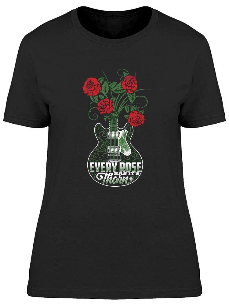 Smartprints Every Rose Has Its Thorn T-Shirt for Women - Vintage Floral Graphic Tee - Casual Streetwear for Everyday Outfits & Music Lovers