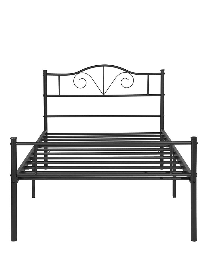 Twin Size Metal Bed Frame with Headboard - Sturdy Mattress Platform Foundation, Bedroom Furniture for Kids, Teens & Adults - Perfect for Dorms, Apartments & Guest Rooms