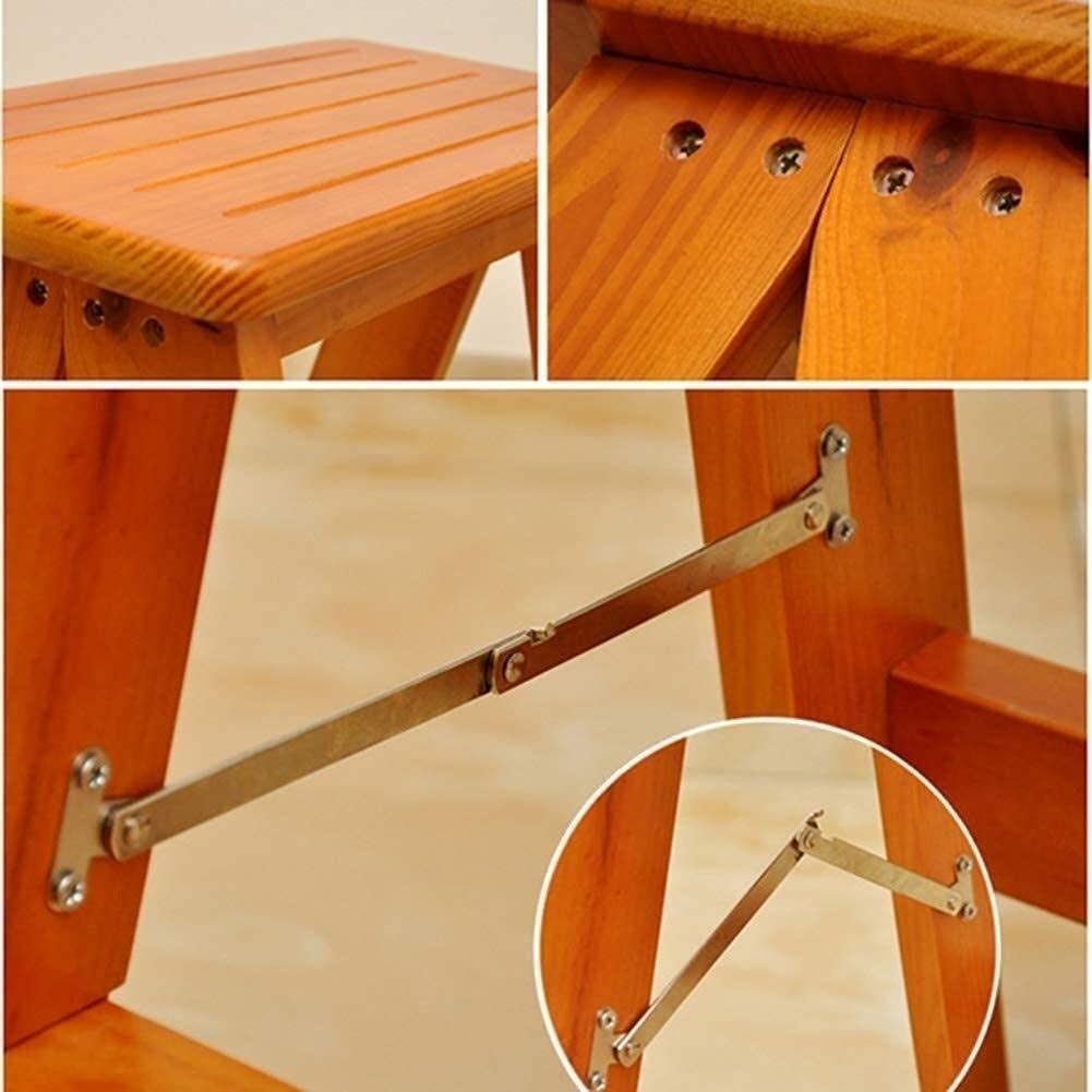 FADUNI Solid Wood Folding Step Stool for Home - Multifunctional Kitchen Stool, Ladder Chair, Footrest - Light Color - Perfect for Small Spaces, Cooking, Bathroom & Living Room Use