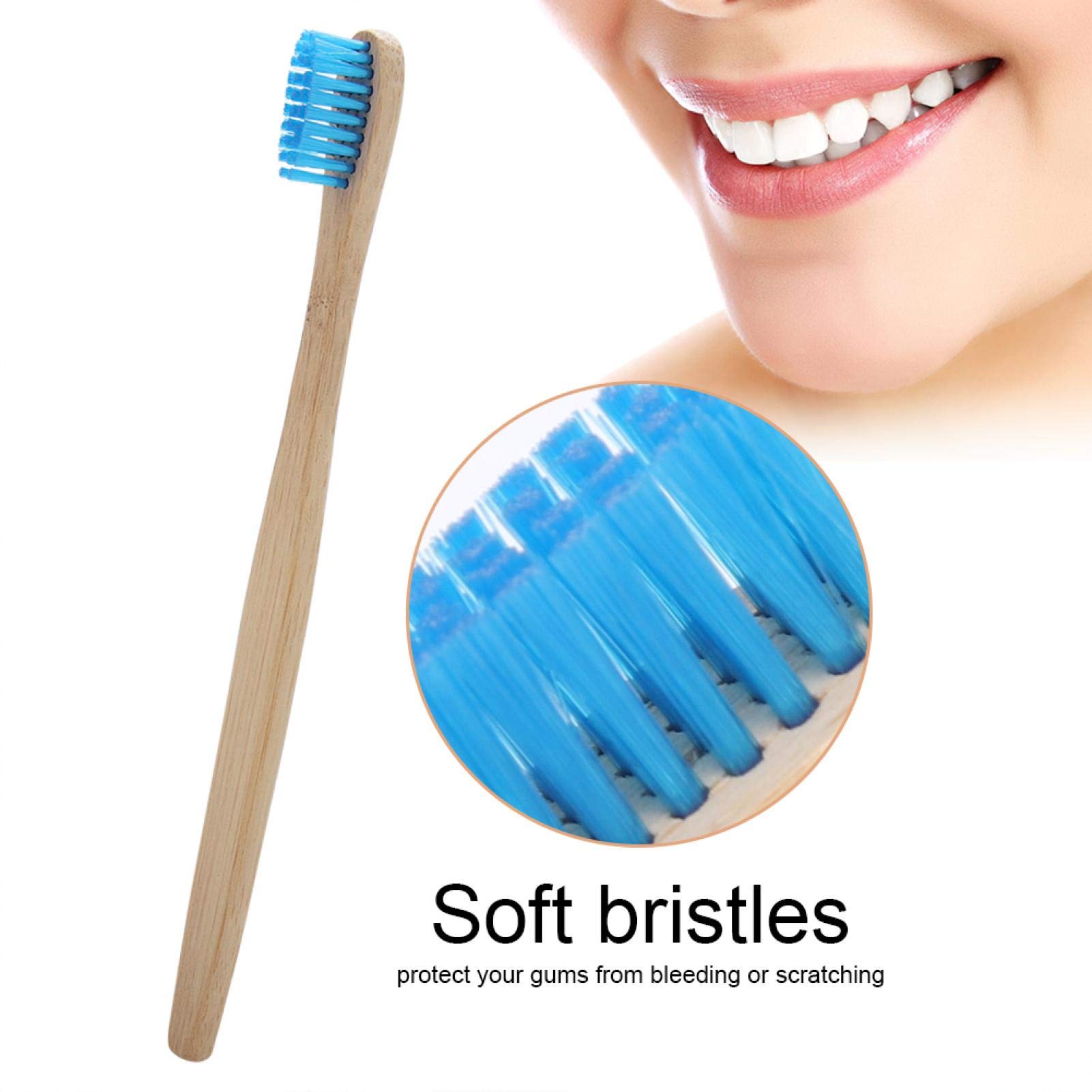 Haofy Bamboo Toothbrush - Eco-Friendly Natural Toothbrush with Soft Bristles for Sensitive Teeth (Blue) | Biodegradable & Sustainable Oral Care for Home, Travel & Zero Waste Lifestyle