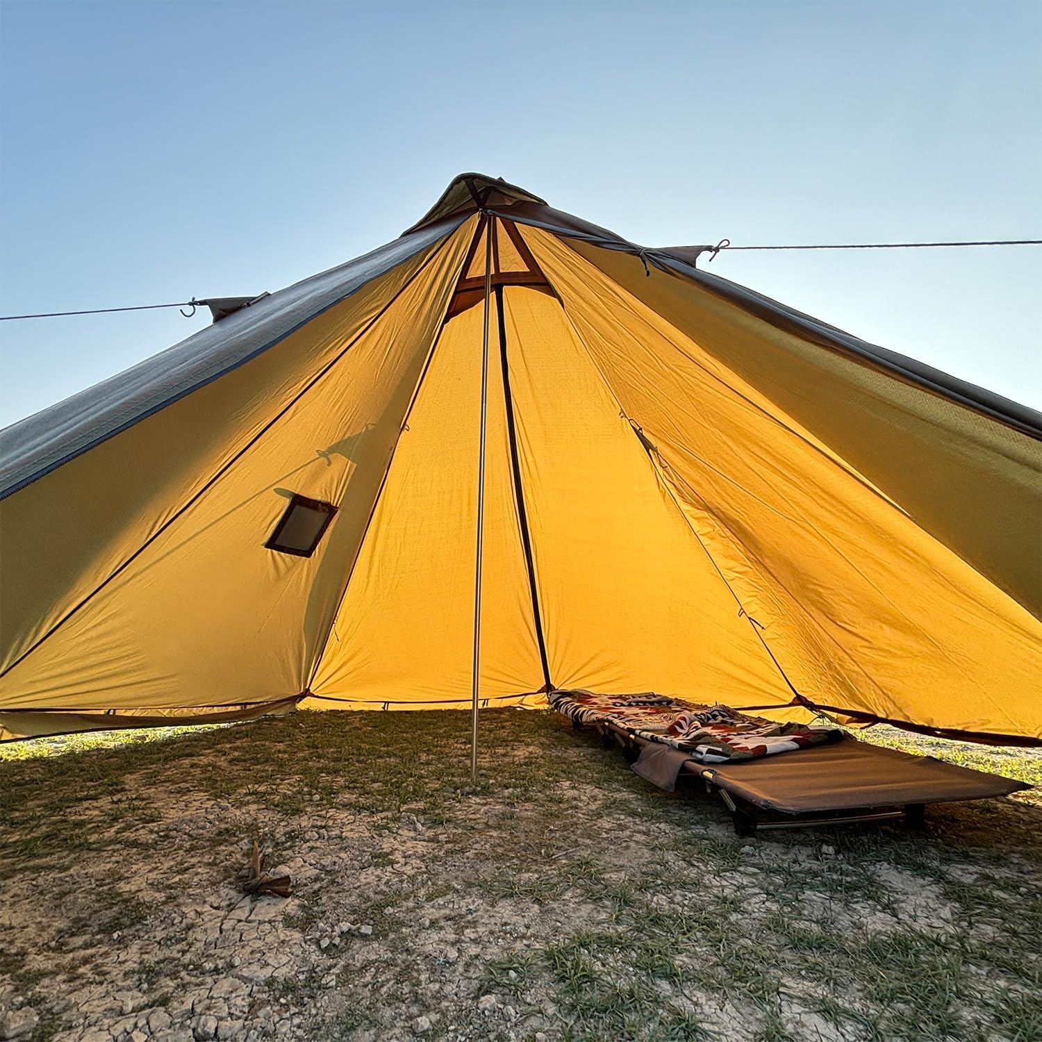 4 Season Hot Tent with Wood Stove Jack - Winter Camping Teepee Tent for Backpacking, Survival, Hunting & Fishing | Perfect for Cold Weather Adventures, Military Use & Outdoor Expeditions