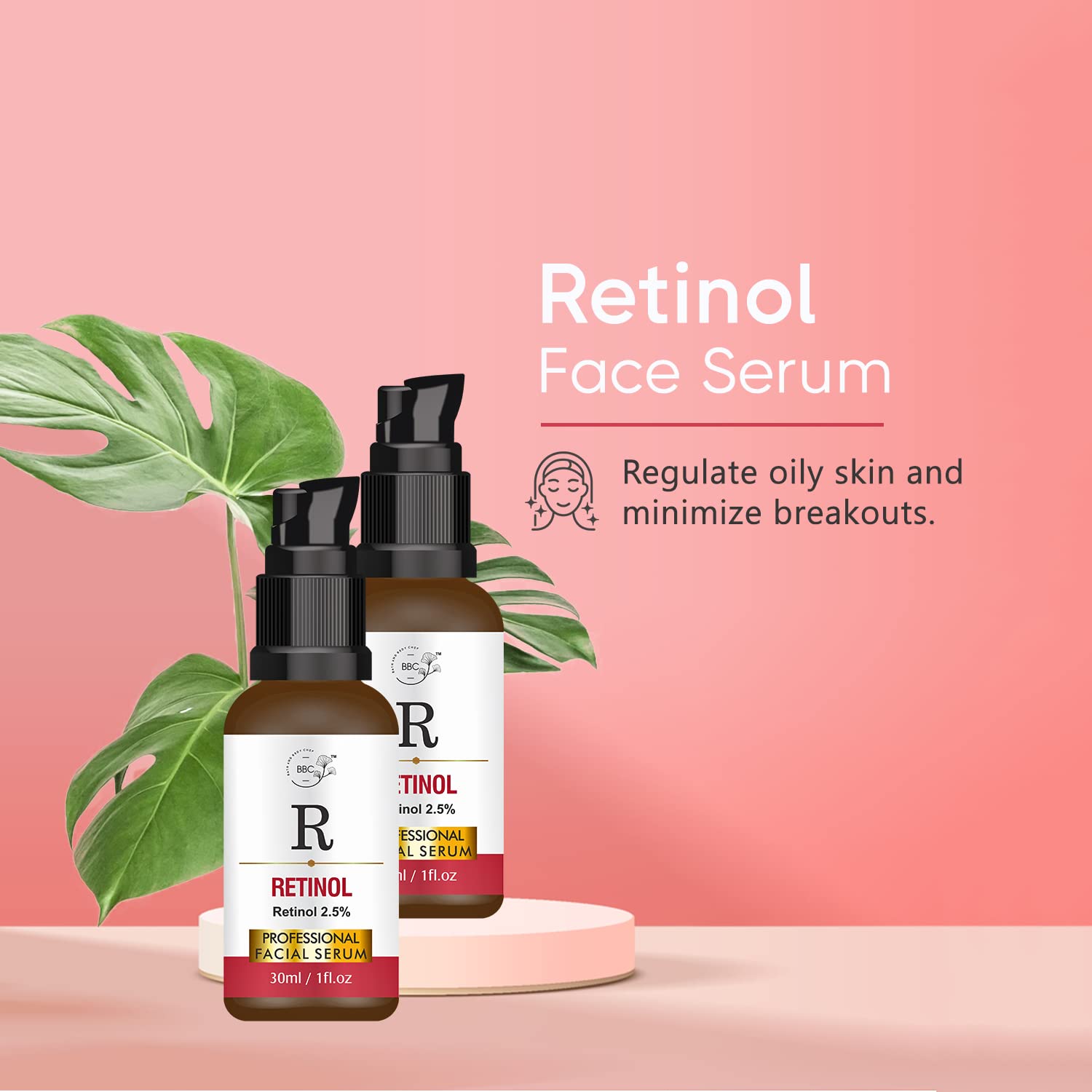BATH AND BODY CHEF - 2.5% Retinol Serum for Face with RETINOATE, Vitamin E & Lecithin | Anti-Aging Treatment for Wrinkles & Fine Lines | 30ml | Perfect for Nighttime Skincare Routine