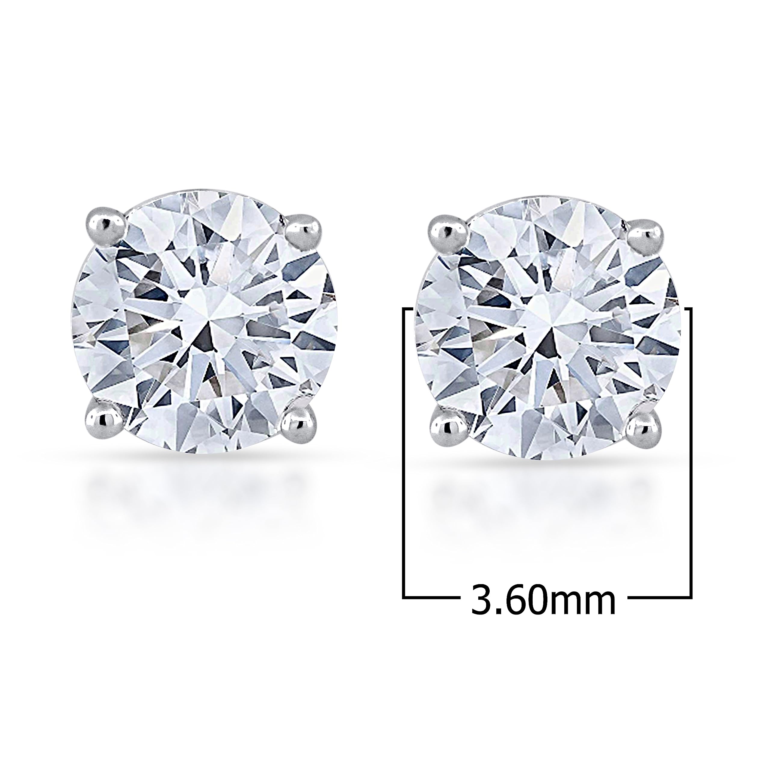 Lab Grown Round Solitaire Diamond Push Back Stud Earrings - 14K White Gold (0.25-3.00ct, E-F Color, VS1-VS2 Clarity) | Elegant Everyday Jewelry & Perfect Gift for Birthdays, Anniversaries & Special Occasions