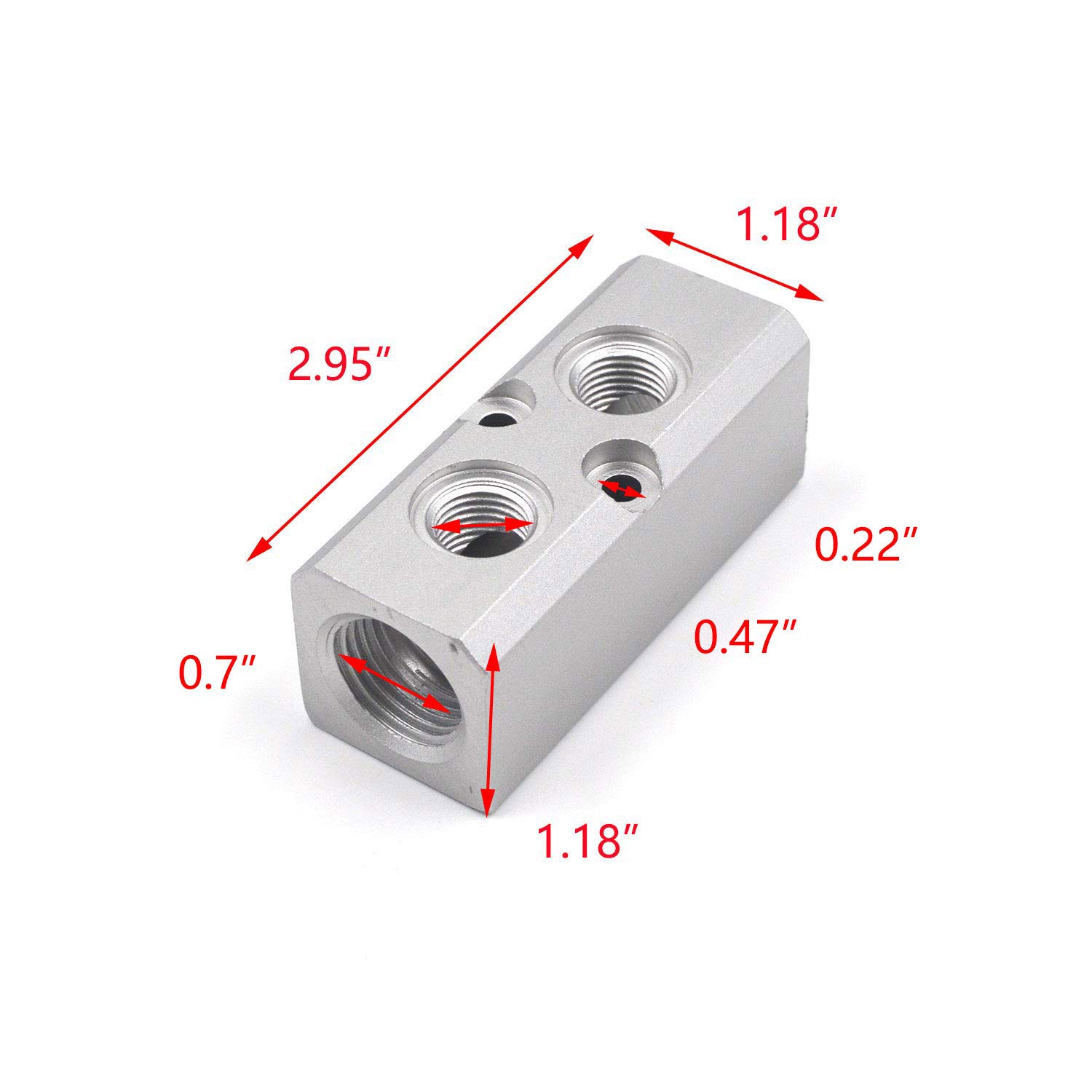 2-Way Aluminum Air Distribution Block for Pneumatic Compressor - Tulead Air Manifold (Silver) | Ideal for Industrial Automation, HVAC Systems & Pneumatic Tool Setups