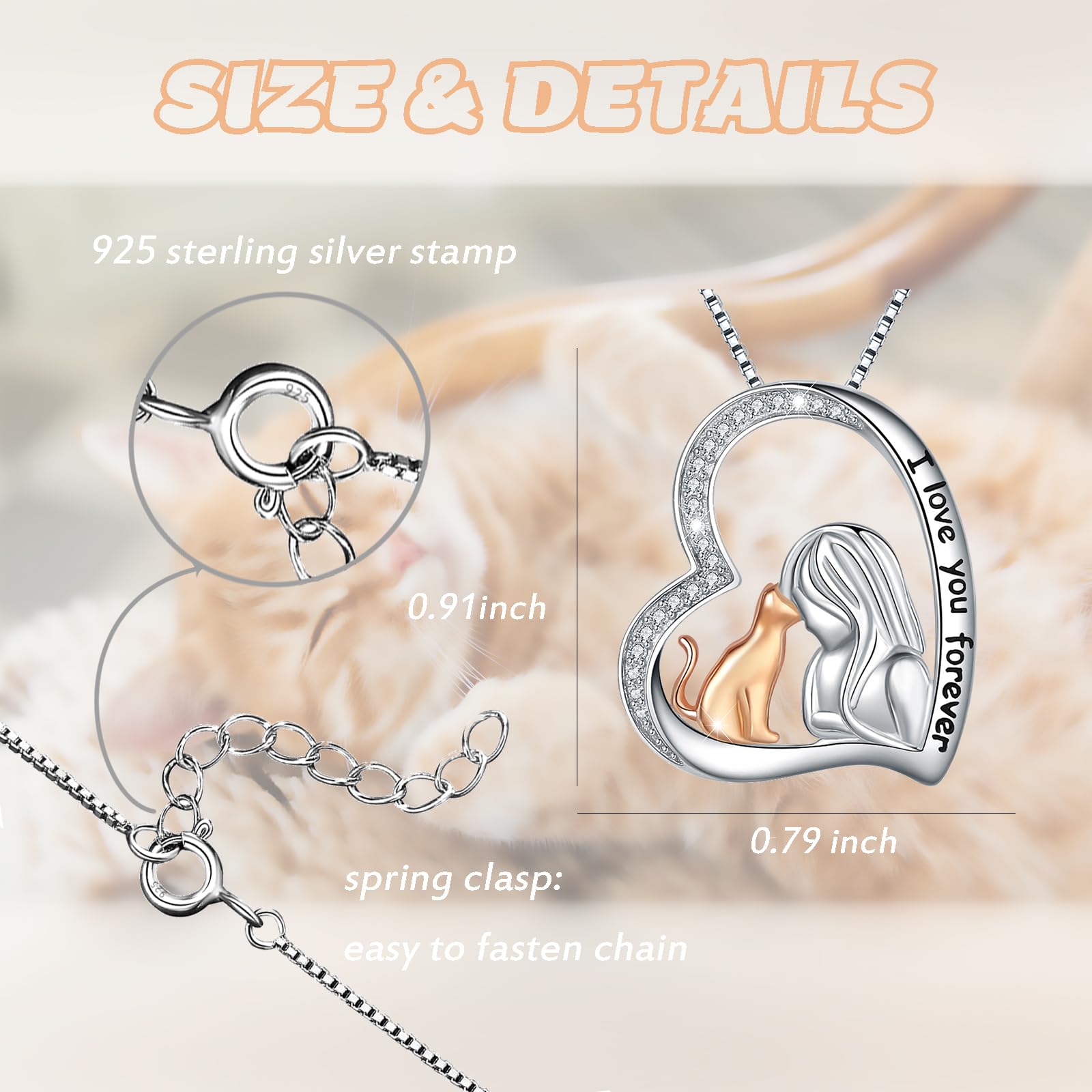 925 Sterling Silver Cute Cat & Dog Pendant Necklace for Women - Dainty Pet Jewelry Gift for Daughter, Girlfriend, Wife - Perfect Birthday, Anniversary & Valentine's Day Present for Animal Lovers