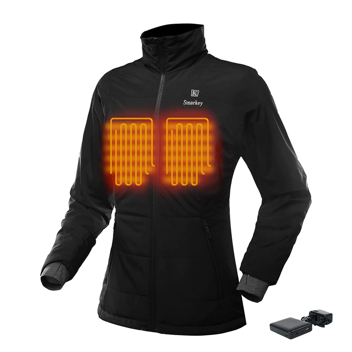 Smarkey 7.4V Women's Heated Jacket - Winter Warm Electric Coat with Rechargeable 4400mAh Battery & USB Charger (Size M) - Perfect for Outdoor Activities, Skiing, Hiking & Cold Weather Commutes