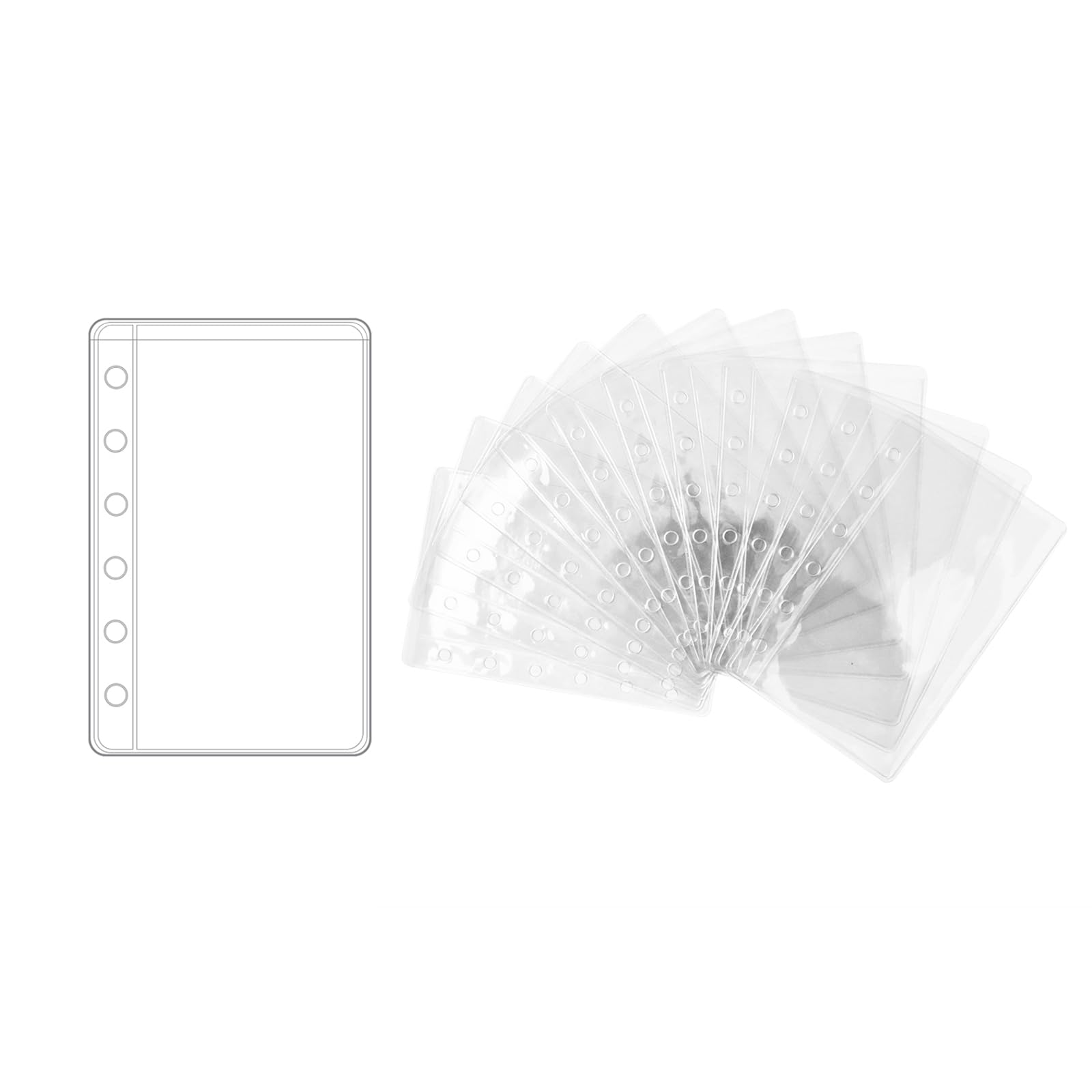 NatSumeBasics 12-Pack A7 Clear PVC Binder Pockets - Budget Envelopes for 6-Ring Binders, Loose Leaf Sheet Protectors - Organize Photos, Cards, Bills & Documents - Perfect for Home Office, School, and Financial Organization (A7 Size, Transparent)