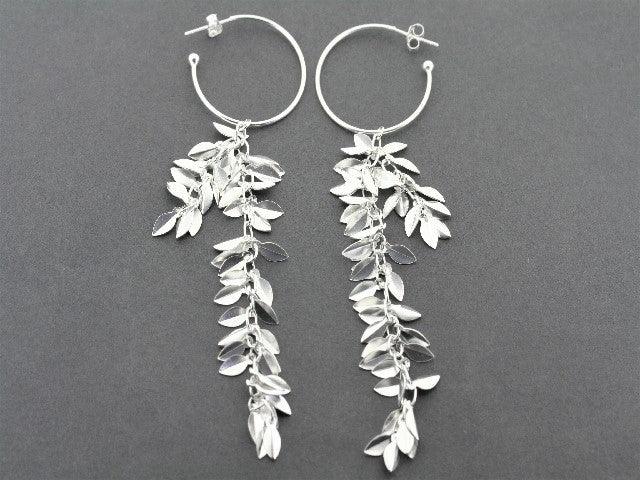 Sterling Silver 2 Strand Multi Leaf Hoop Earrings - Elegant Nature-Inspired Jewelry for Women, Perfect for Everyday Wear, Parties and Special Occasions