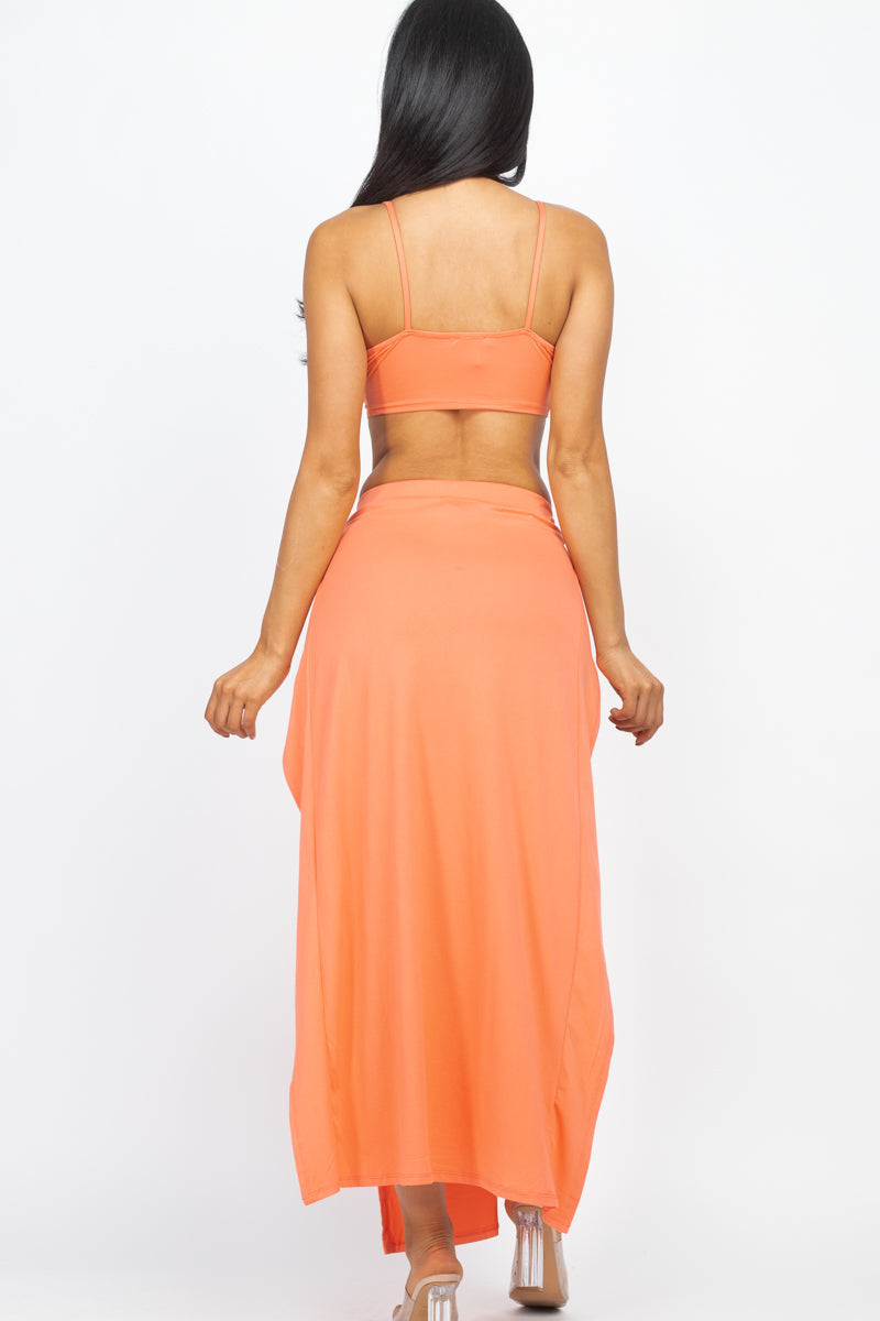 CAPELLA Women's Bra Top & High Slit Maxi Skirt Set - Comfortable Yoga Outfit for Workout, Beach Cover Up, Summer Fashion