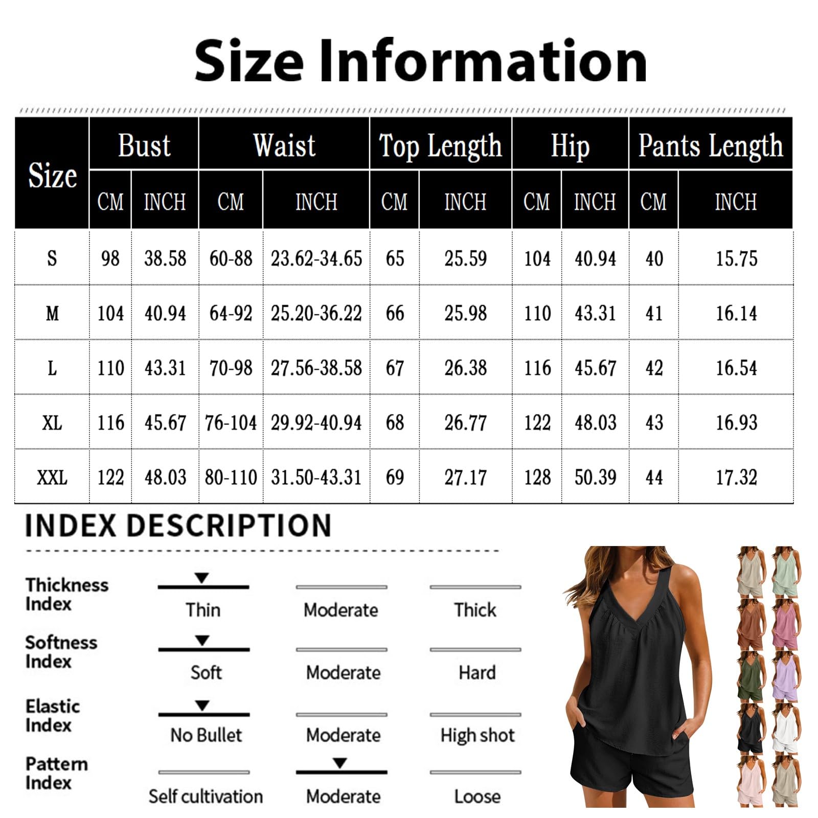 Women's Summer Pajama Set - Soft V-Neck Sleeveless Sleepwear with Pockets for Lounge & Travel