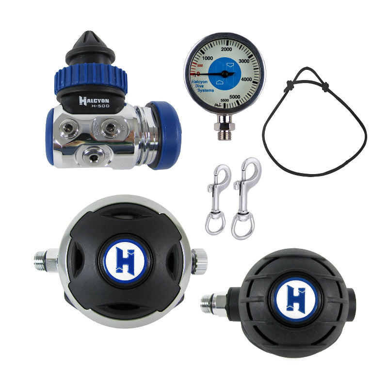 Halcyon H 50D Single Cylinder Halo/Aura Scuba Diving Regulator Package - Professional Dive Gear for Underwater Exploration & Cave Diving