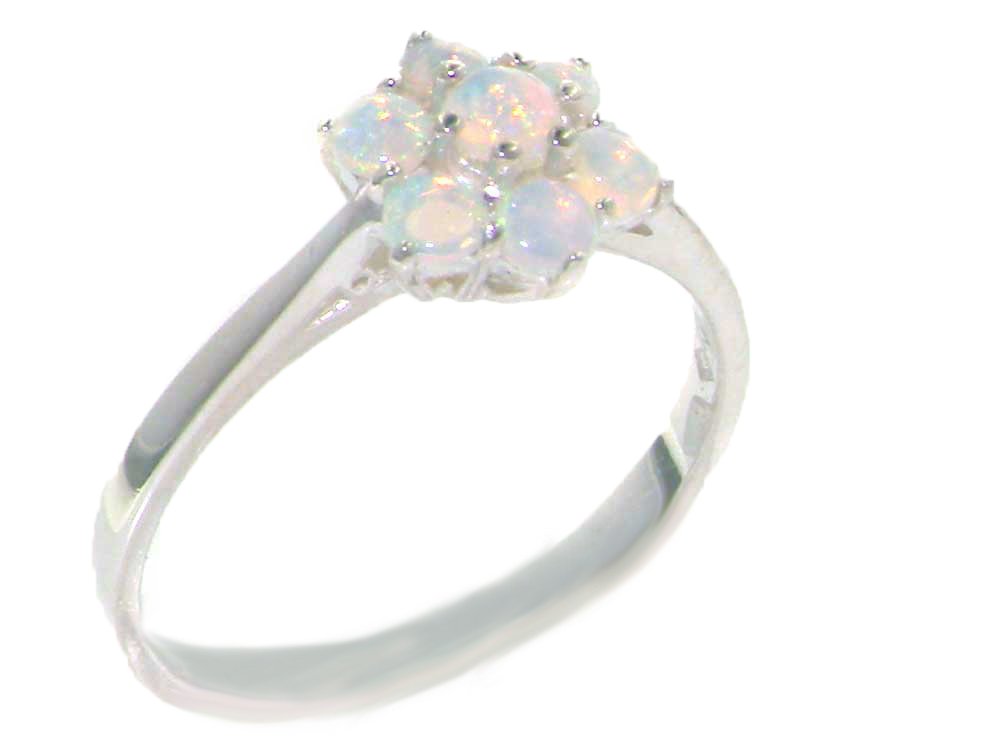 925 Sterling Silver Genuine Opal Cluster Ring for Women - Elegant Anniversary Gift, Wedding Band, Birthday Present, Everyday Jewelry for Special Occasions