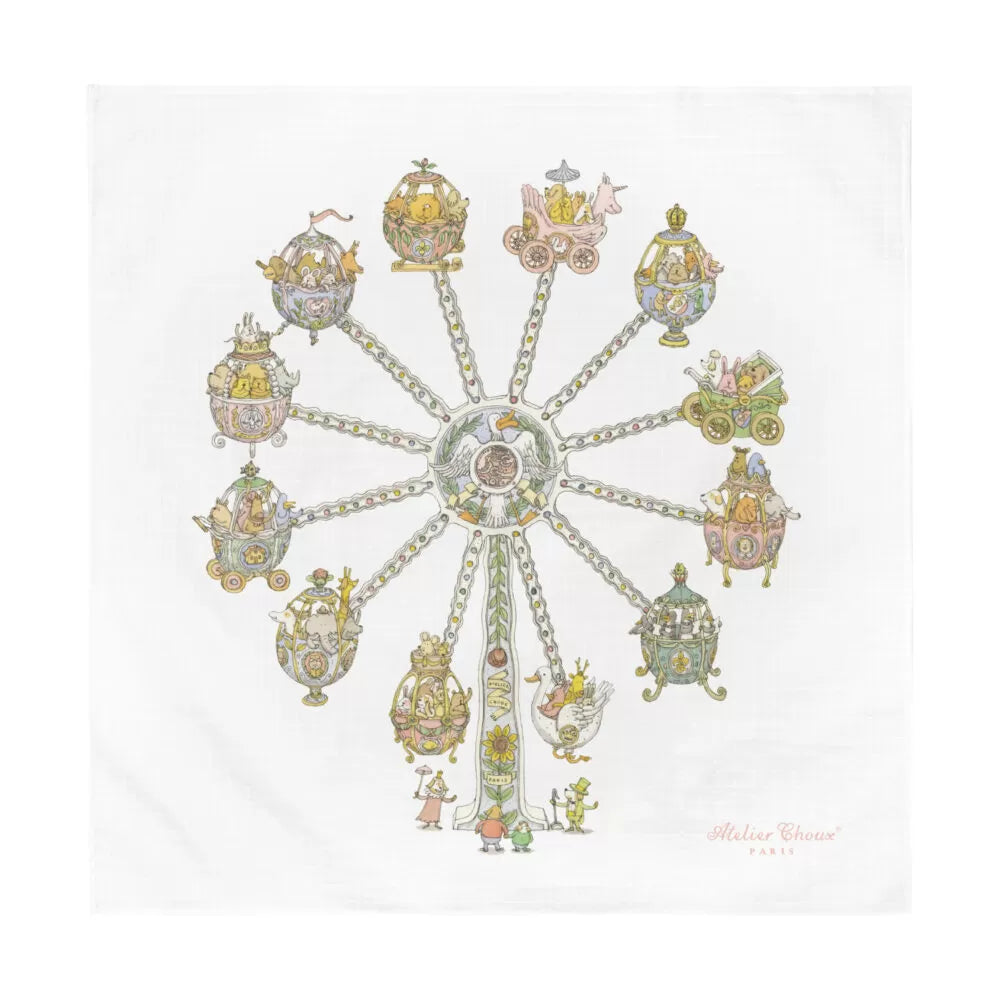 Atelier Choux Premium Ferris Wheel Swaddle Blanket - Soft & Breathable Baby Wrap for Newborns - Perfect for Napping, Swaddling & Photo Shoots