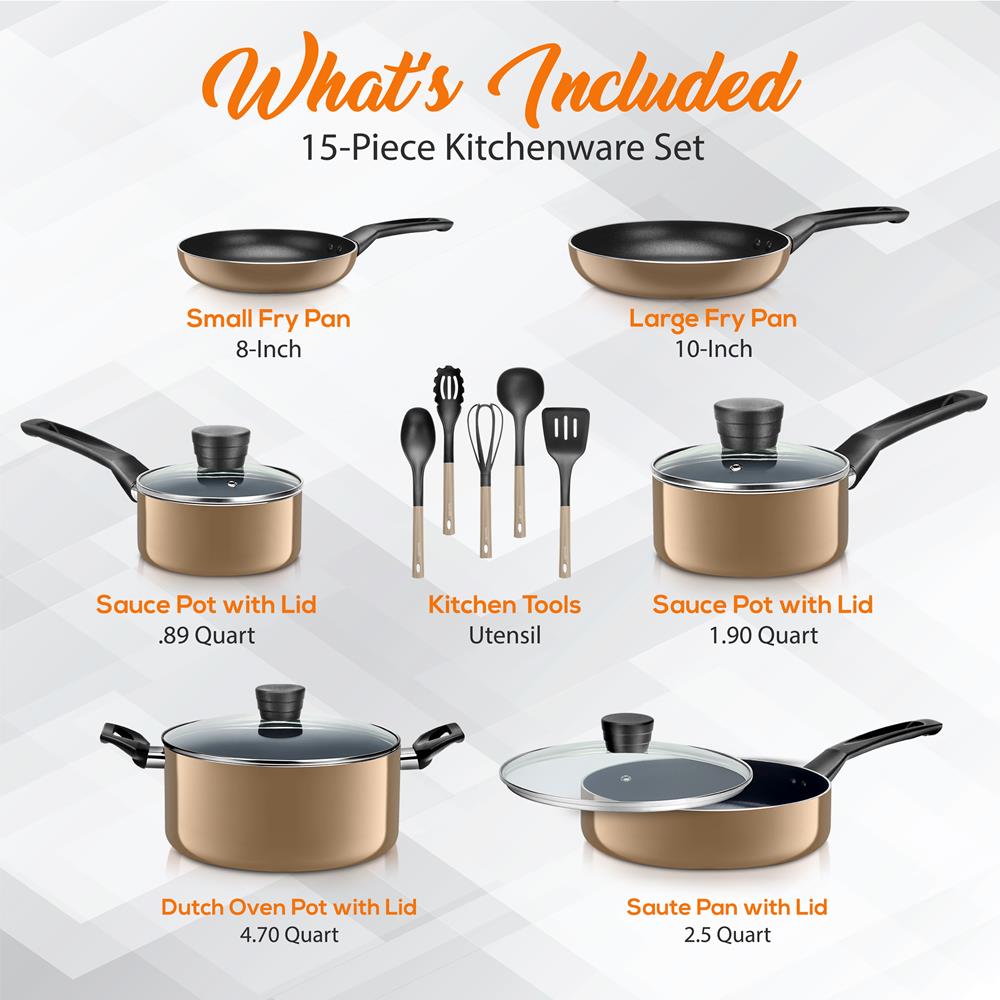 Premium 12-Piece Nonstick Kitchen Cookware Set - Pots, Pans & Utensils for Cooking, Frying & Baking - Perfect for Home Chefs & Professional Kitchens