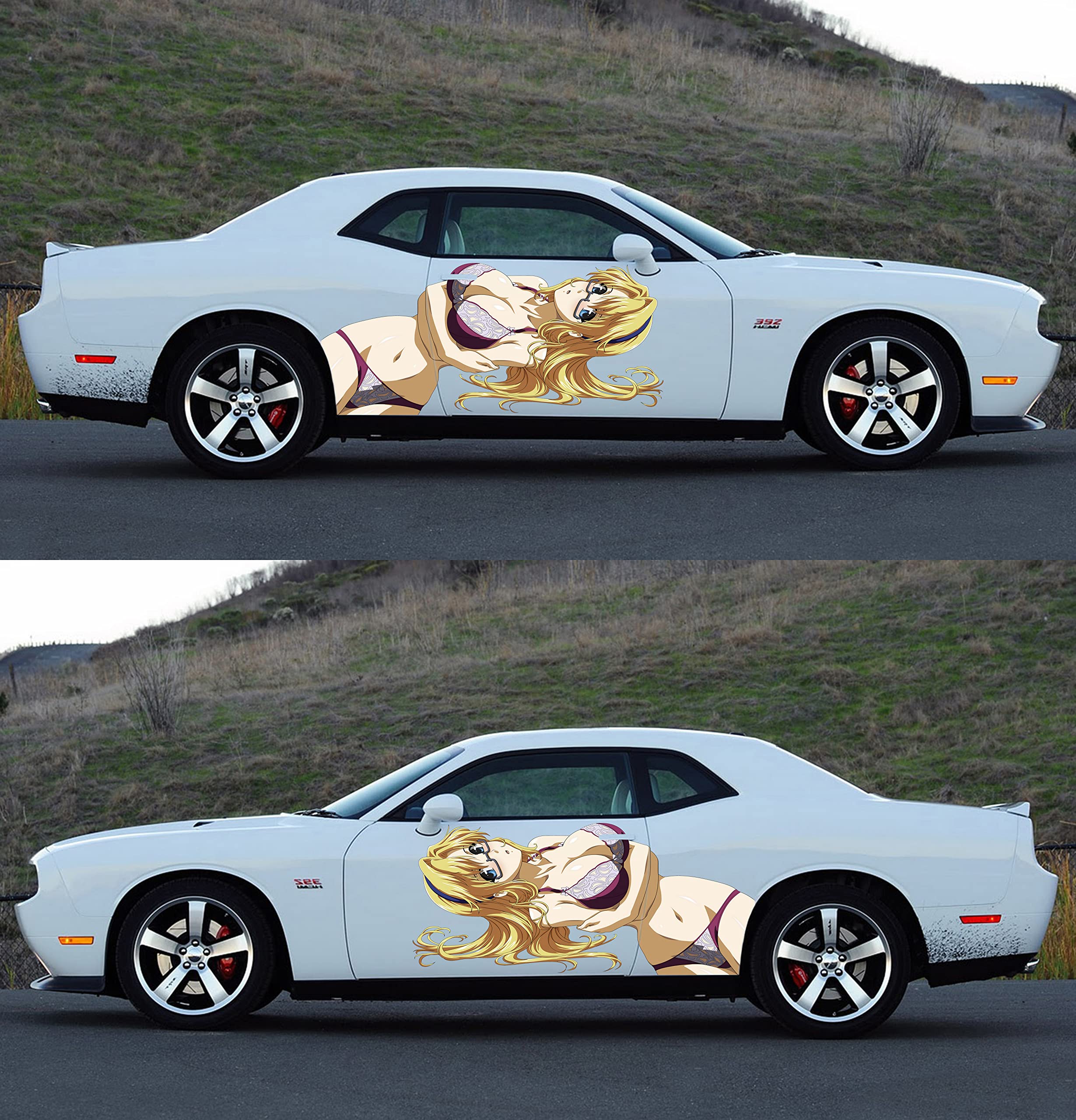 Anime Girl Vinyl Car Decals - 25x90 Inches Waterproof Stickers for Side Windows, Laptops & Walls - Cool Japanese Anime Graphics for Cars, Trucks & Home Decor