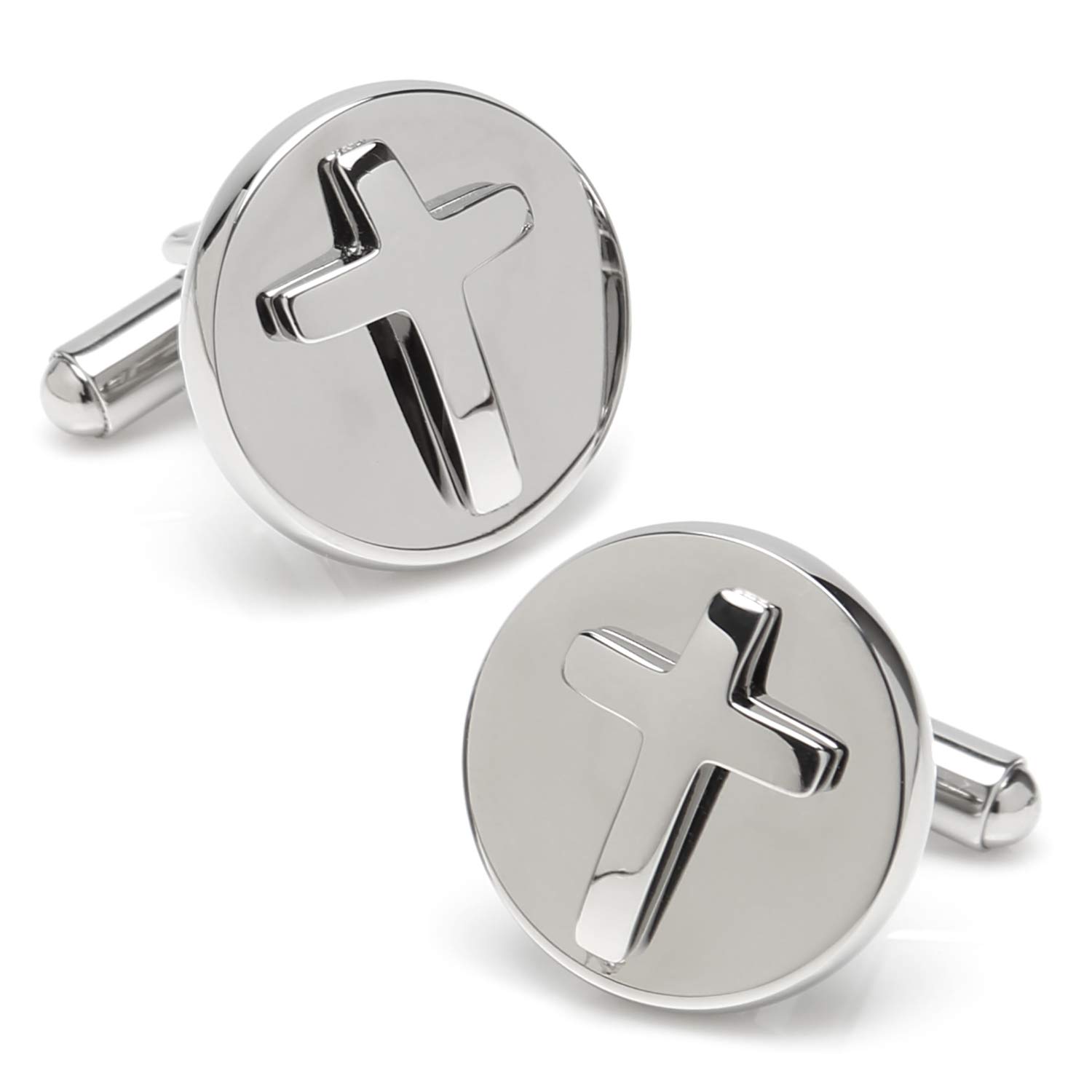 Premium Stainless Steel Round Cross Cufflinks for Men - Ox and Bull Trading Co - Elegant Gift for Weddings, Business & Formal Occasions