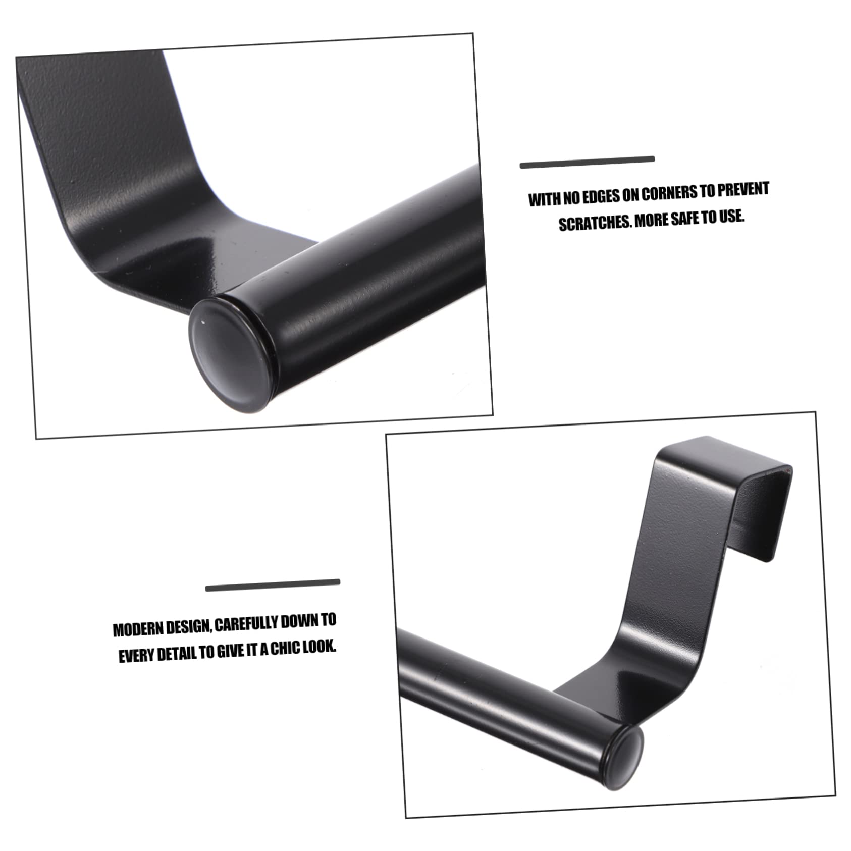 6-Piece Stainless Steel Over Door Towel Rack Set - Wall Mounted Hanger for Bathroom, Kitchen & Laundry - Space Saving Clothes & Towel Holder - Black