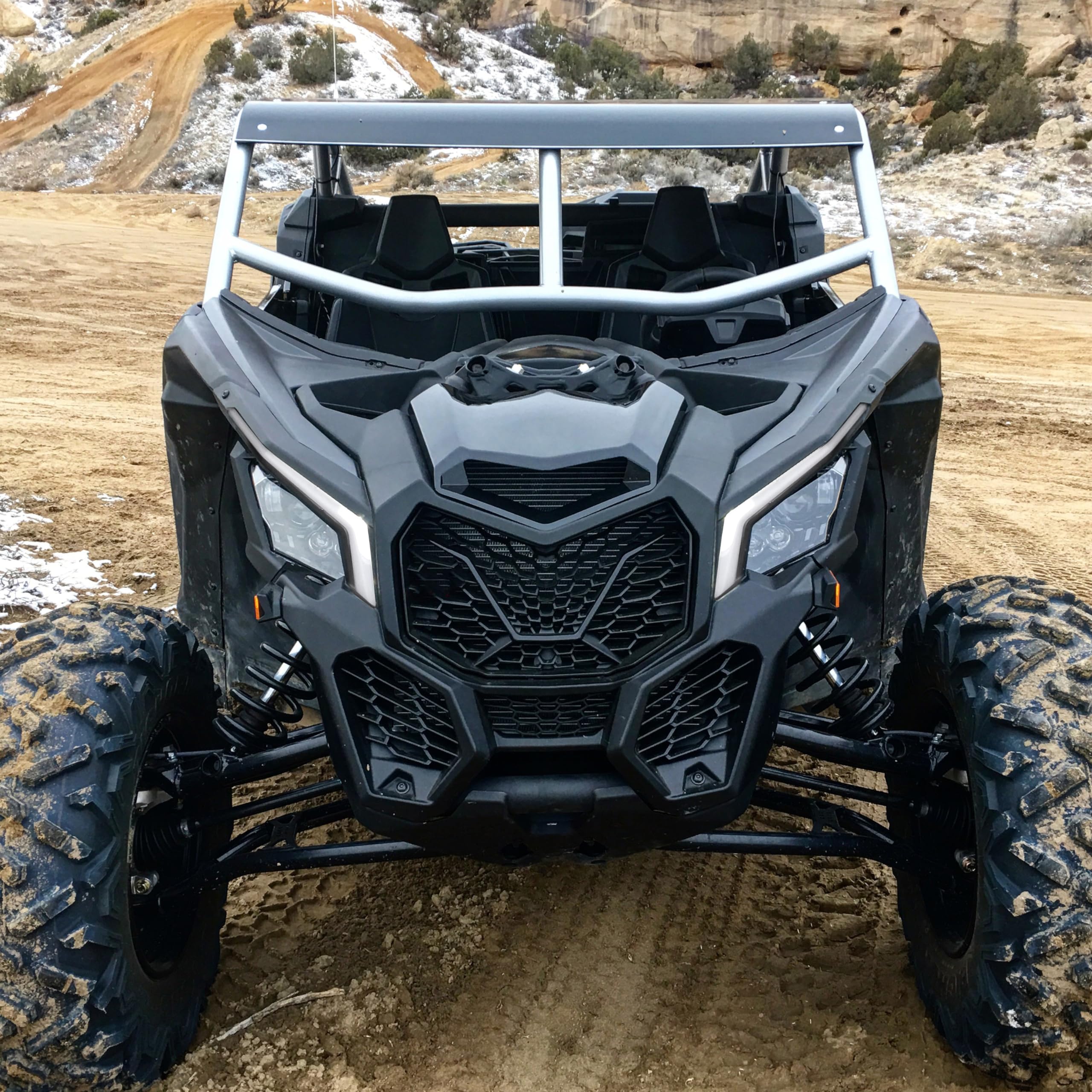 SAUTVS X3 LED Front Signature Fang Lights & Turn Signal Assembly for Can-Am Maverick X3 XDS XRS Max Turbo R Trail Sport (2017-2025) - Replacement Parts #710004994 & 710004995 - Perfect for Off-Road Adventures & Nighttime Trail Riding