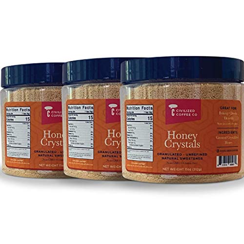 Organic Granulated Honey Crystals - Natural Coffee Sweetener, Non-GMO, Gluten-Free, Vegan (3 Pack, 11oz Each) - Perfect for Coffee, Tea, Baking & Healthy Lifestyle