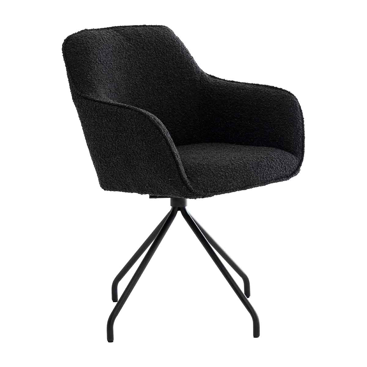 Levi Swivel Boucle Dining Arm Chair - Modern Upholstered Accent Chair for Kitchen, Dining Room & Office - 360 Degree Swivel & Comfortable Seat