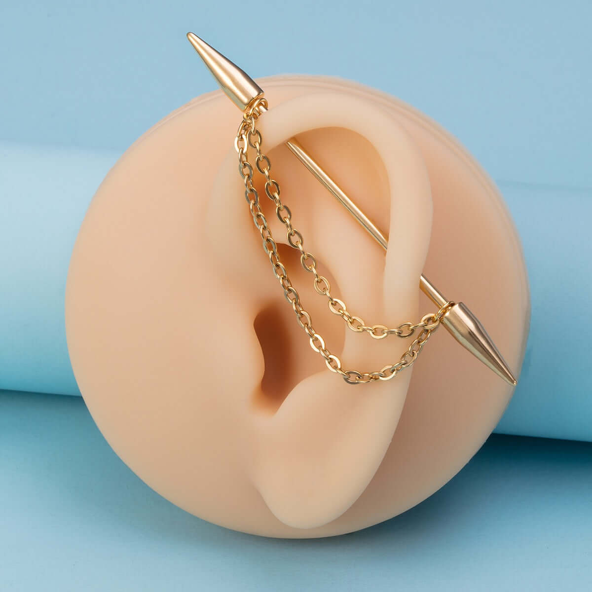 Industrial Barbell Ear Piercing Jewelry - 14G Surgical Steel Chain Ear Barbell | IN0029 | Perfect for Cartilage, Helix, and Industrial Piercings