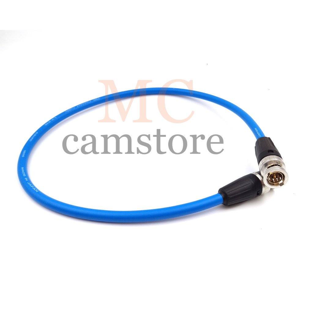 High-Quality SDI Video Cable Neutrik BNC to BNC Coiled Cable - 50cm (19.7in) - Compatible with SmallHD, Canare & Professional Video Equipment - Durable Blue Coaxial Cable for Studio, Broadcast & Live Production Use