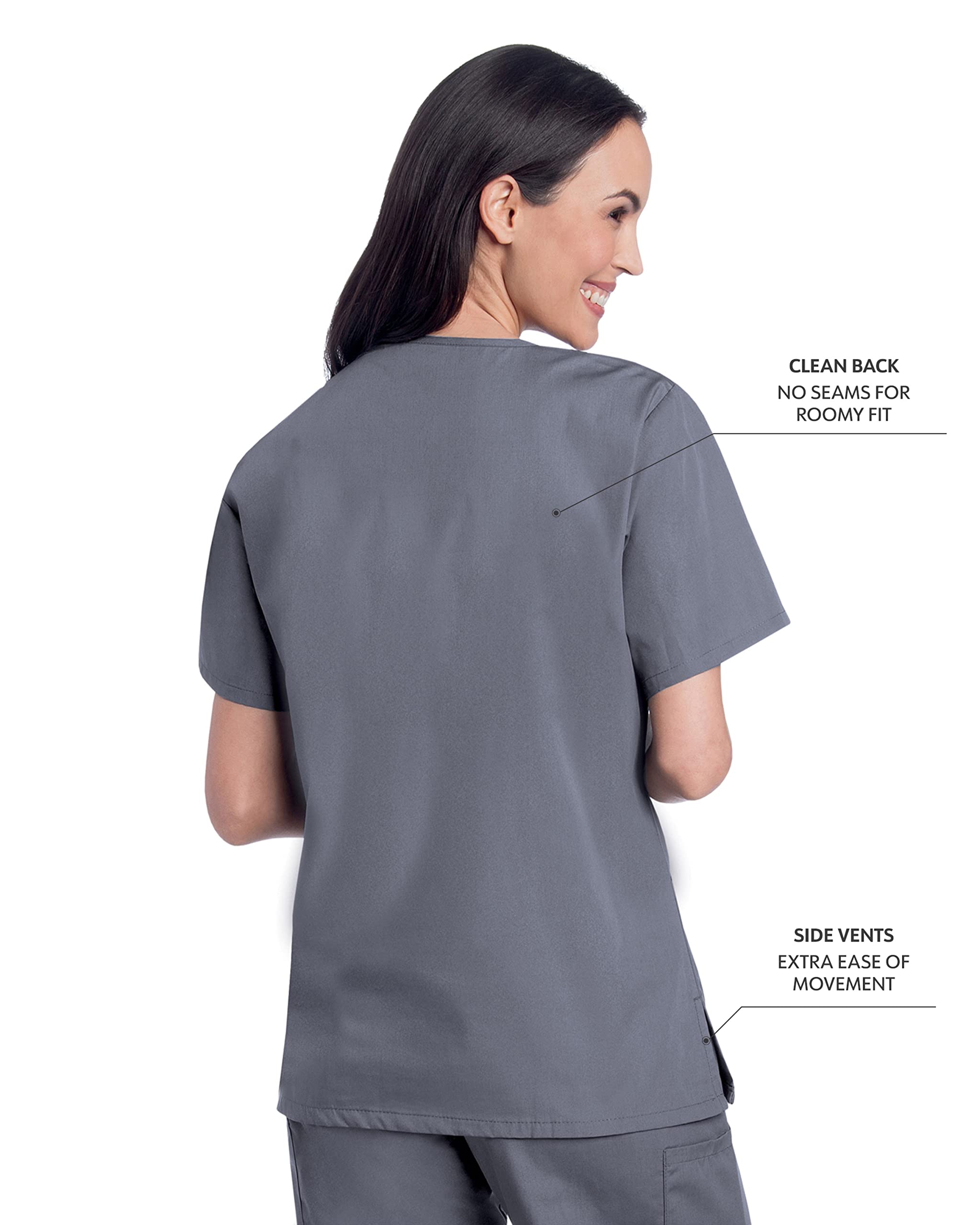 Landau Scrub Zone Relaxed Fit 2-Pocket V-Neck Scrub Top for Women 70221 - Comfortable Medical Uniform for Nurses & Healthcare Professionals - Perfect for Hospitals, Clinics & Long Shifts
