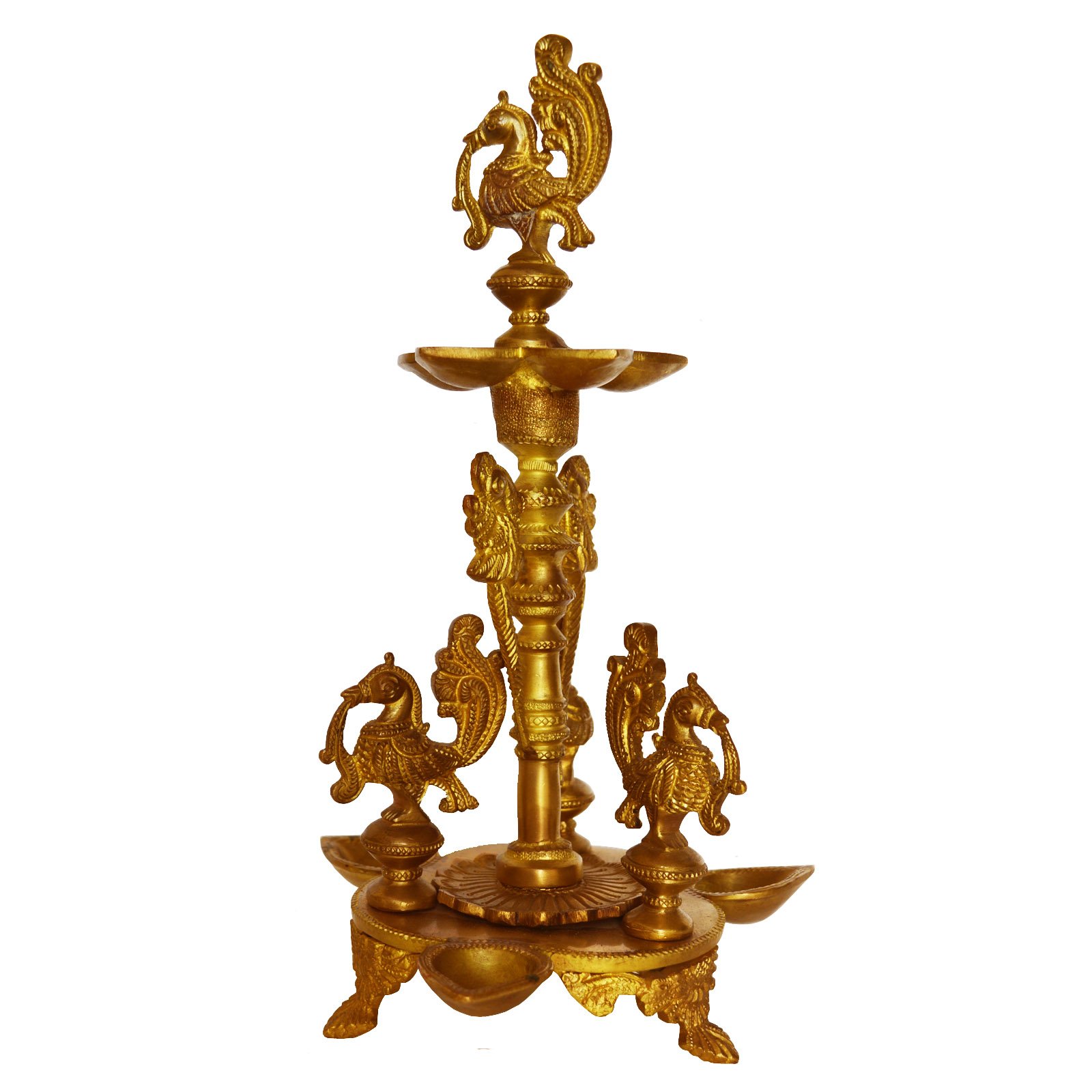 Handcrafted Brass Peacock Table Oil Lamp - Elegant Home Decor & Religious Gift - Indian Metal Art Showpiece for Living Room, Bedroom, or Prayer Space