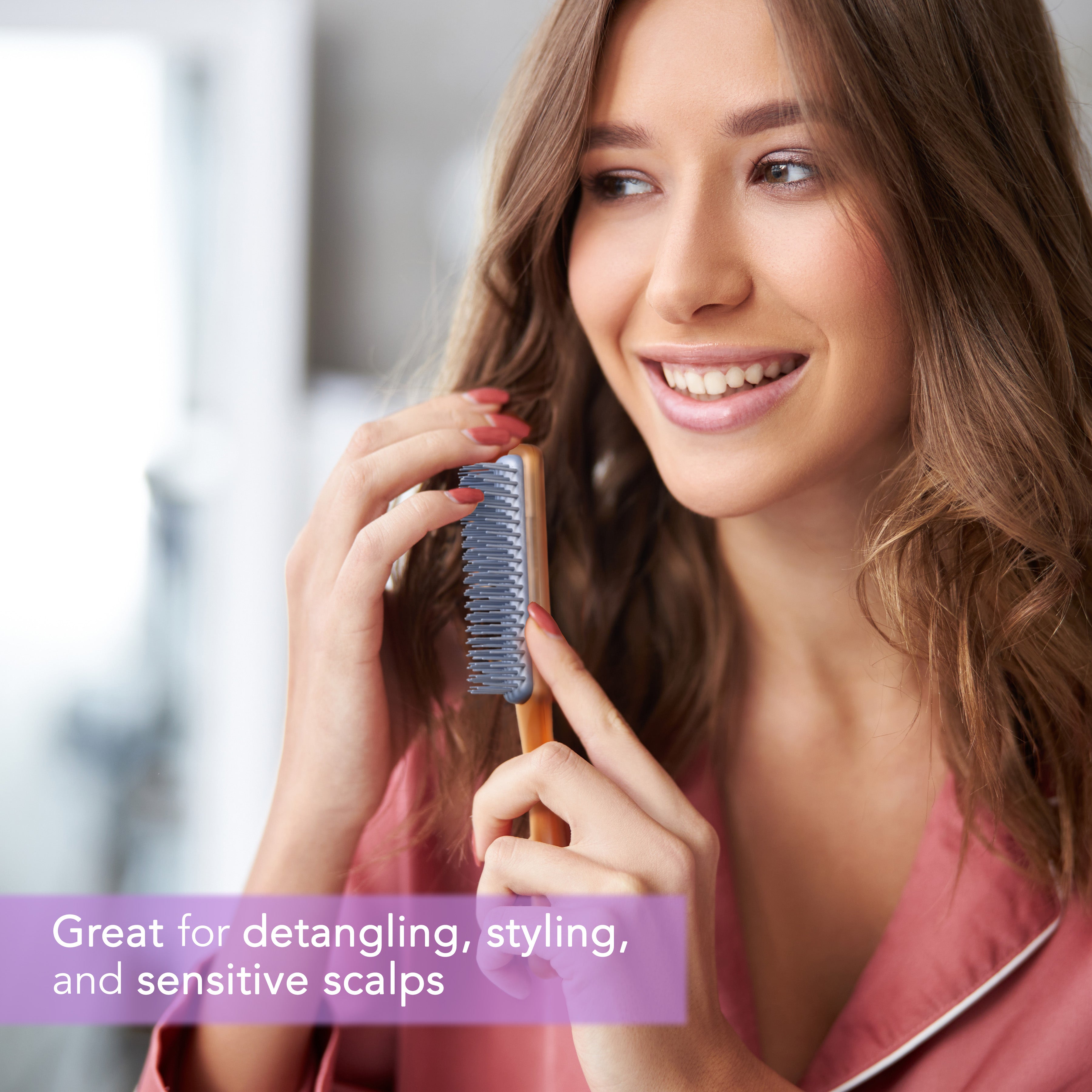 Allegro Combs ScalpCaress Detangling Hair Brush - Gentle Knot Remover for Wet & Dry Hair - Perfect for Styling, Detangling & Scalp Massage at Home or Salon