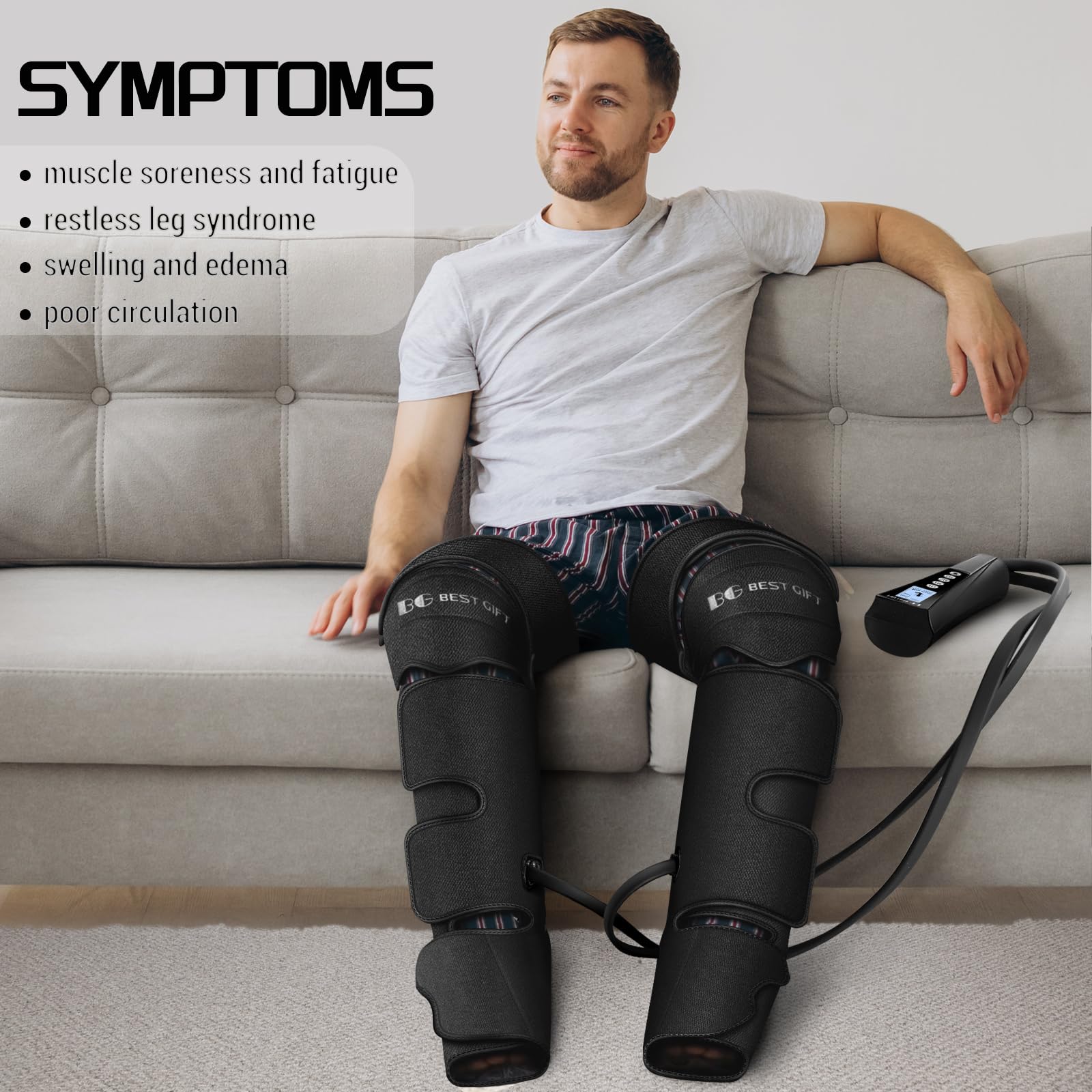 Air Compression Foot & Leg Massager with Heat - Relief for Varicose Veins & Muscle Fatigue - Perfect Mother's Day, Father's Day & Christmas Gift for Parents - Ideal for Home Relaxation & Post-Workout Recovery
