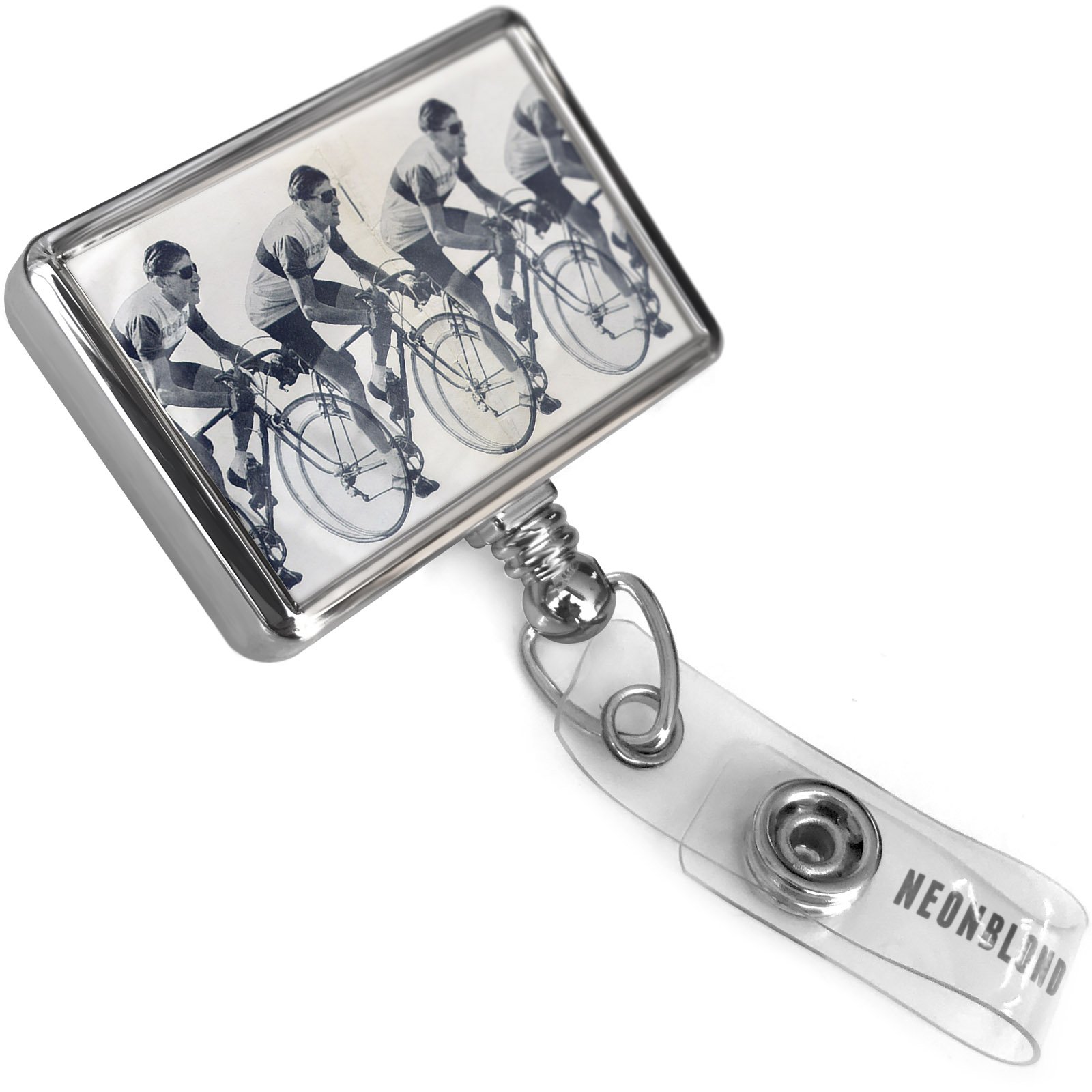 Retractable Plastic ID Badge Holder with Bulldog Belt Clip - Durable Card Reel for Bicycle Racing, Work, School & Events - Neon Blonde Color