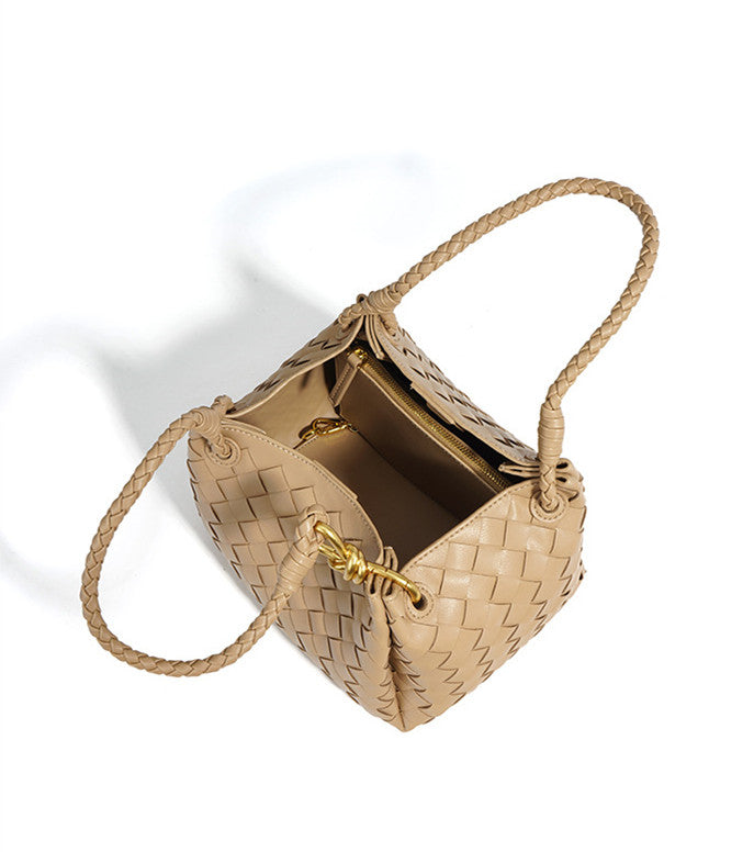 Hand Woven Leather Bucket Bag for Women - Stylish Crossbody Purse with Adjustable Strap - Perfect for Work, Travel & Everyday Use