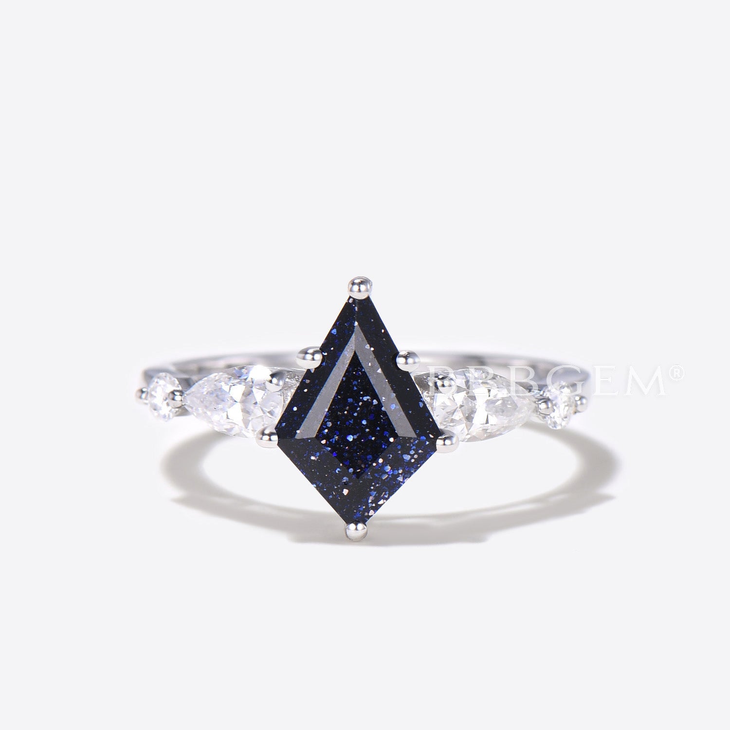 Starry Sky Blue Sandstone & Moissanite Bridal Ring Set - 5 Stone Engagement Wedding Band for Women - Perfect for Proposals, Anniversaries, and Romantic Occasions