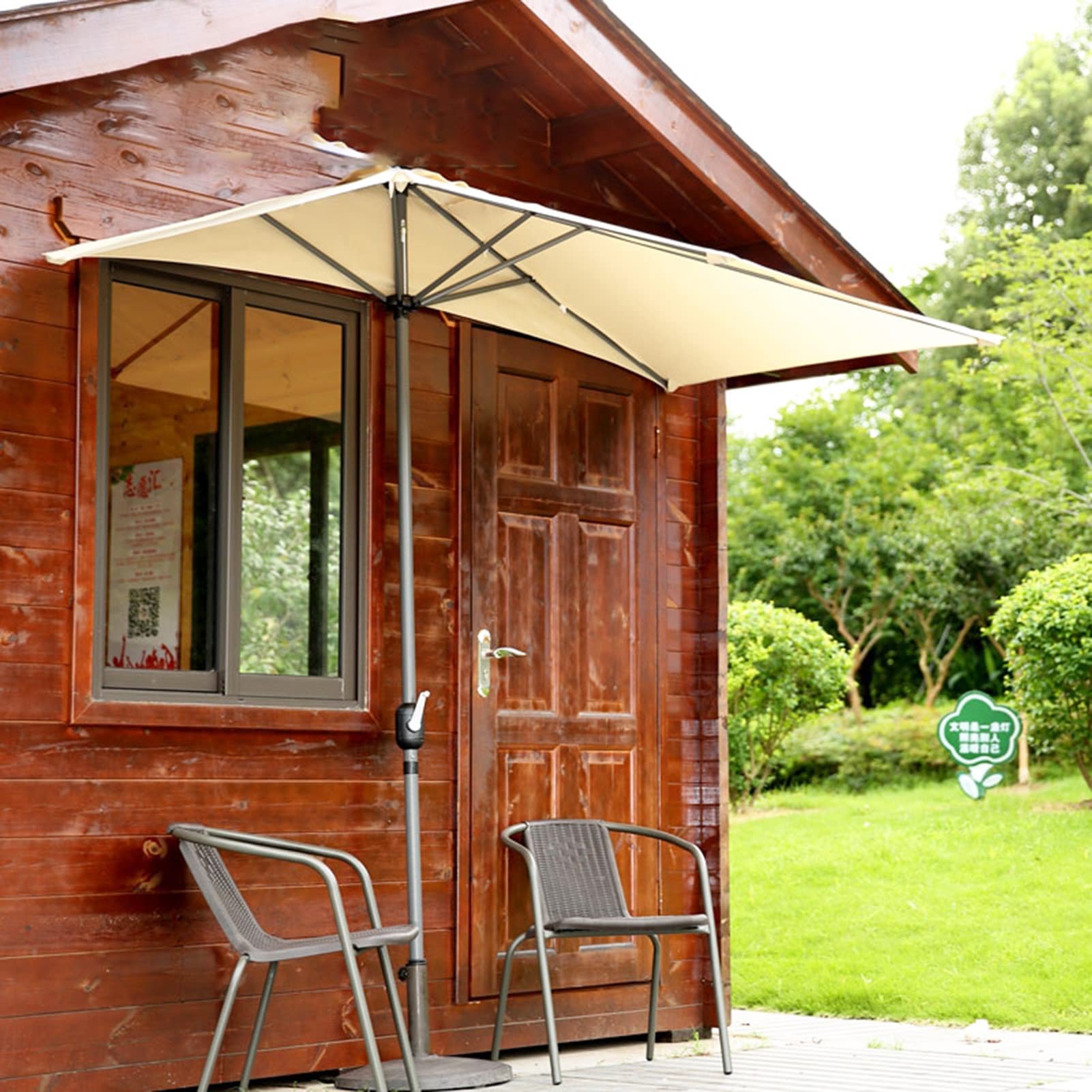 Extra Large Heavy Duty Rectangular Sun Umbrella for Outdoor Patio, Porch, Balcony & Grill - Commercial Grade Portable Market Umbrella in Beige - Perfect for Backyard, Poolside & Restaurant Outdoor Seating