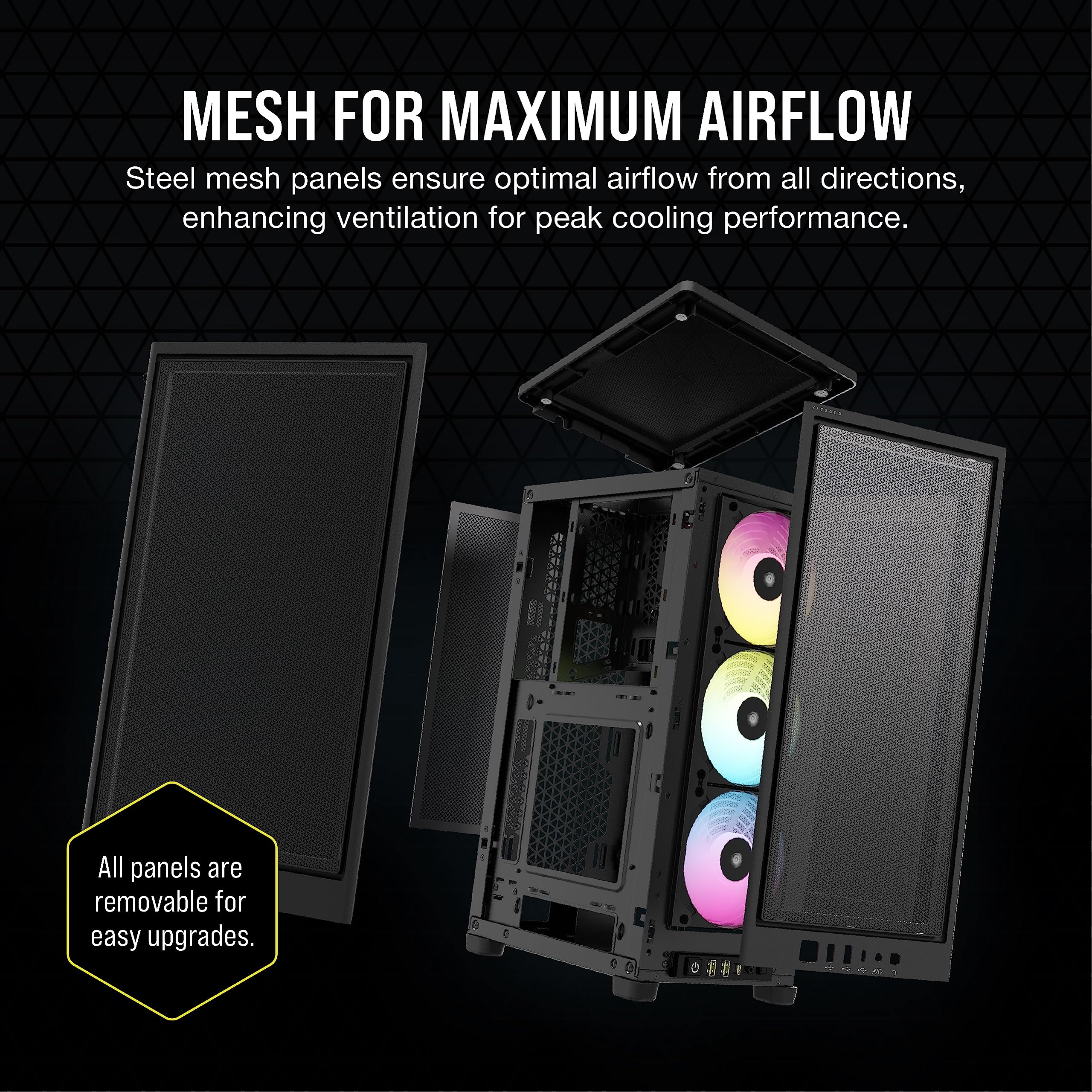 Corsair iCUE 2000D RGB Airflow Mini-ITX PC Case - Compact Steel Mesh Gaming Case with 3X AF120 RGB Slim Fans & iCUE Lighting Control - Perfect for Small Form-Factor Gaming Rigs & Home Theater PCs (HTPC) - Black