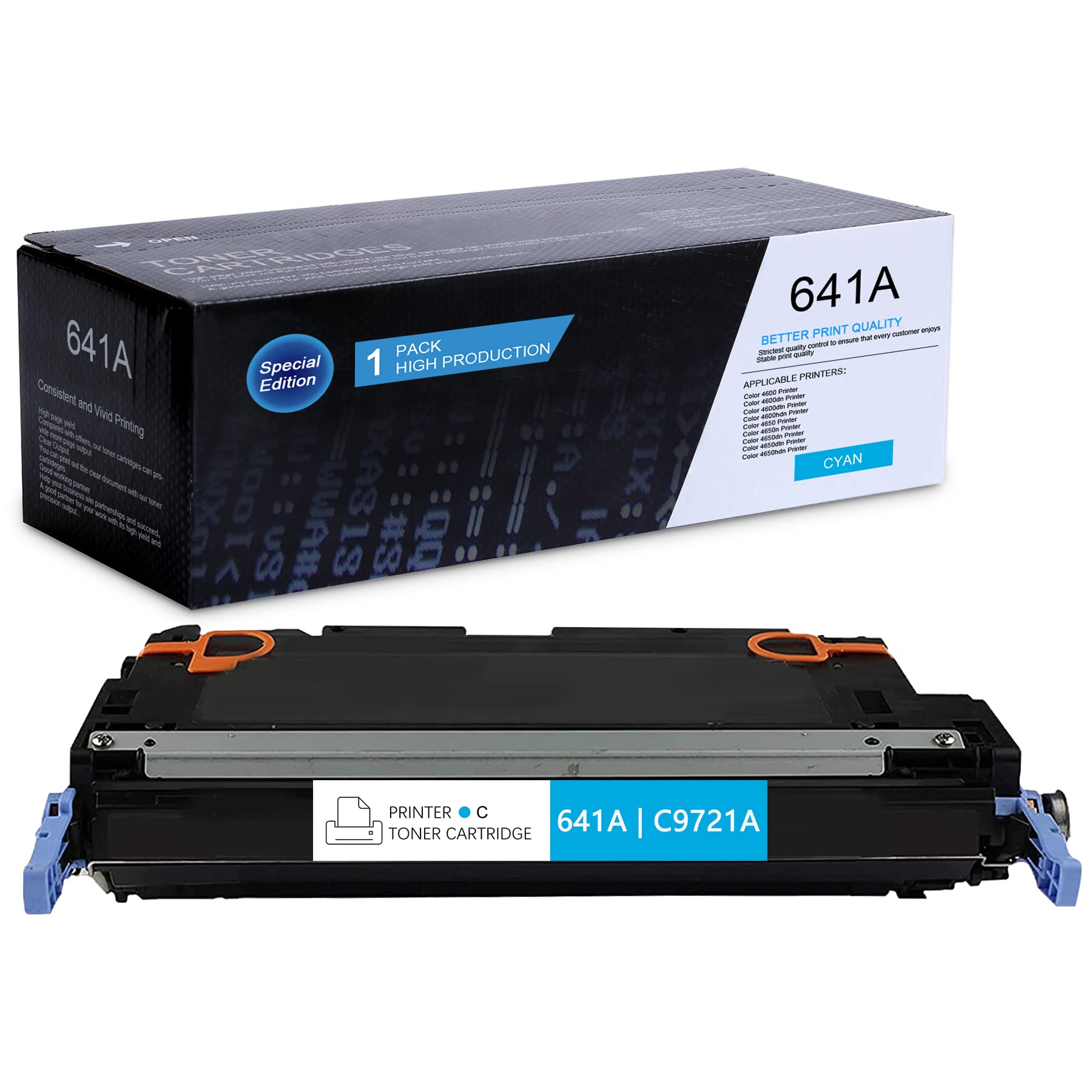 HUIAYA 641A Compatible Toner Cartridge - Replacement for HP 4600 4600dn 4600dtn 4600hdn 4650 4650n Printers (Cyan) | High-Yield C9721A Alternative | Perfect for Office Printing, Business Documents & Large Volume Printing Needs