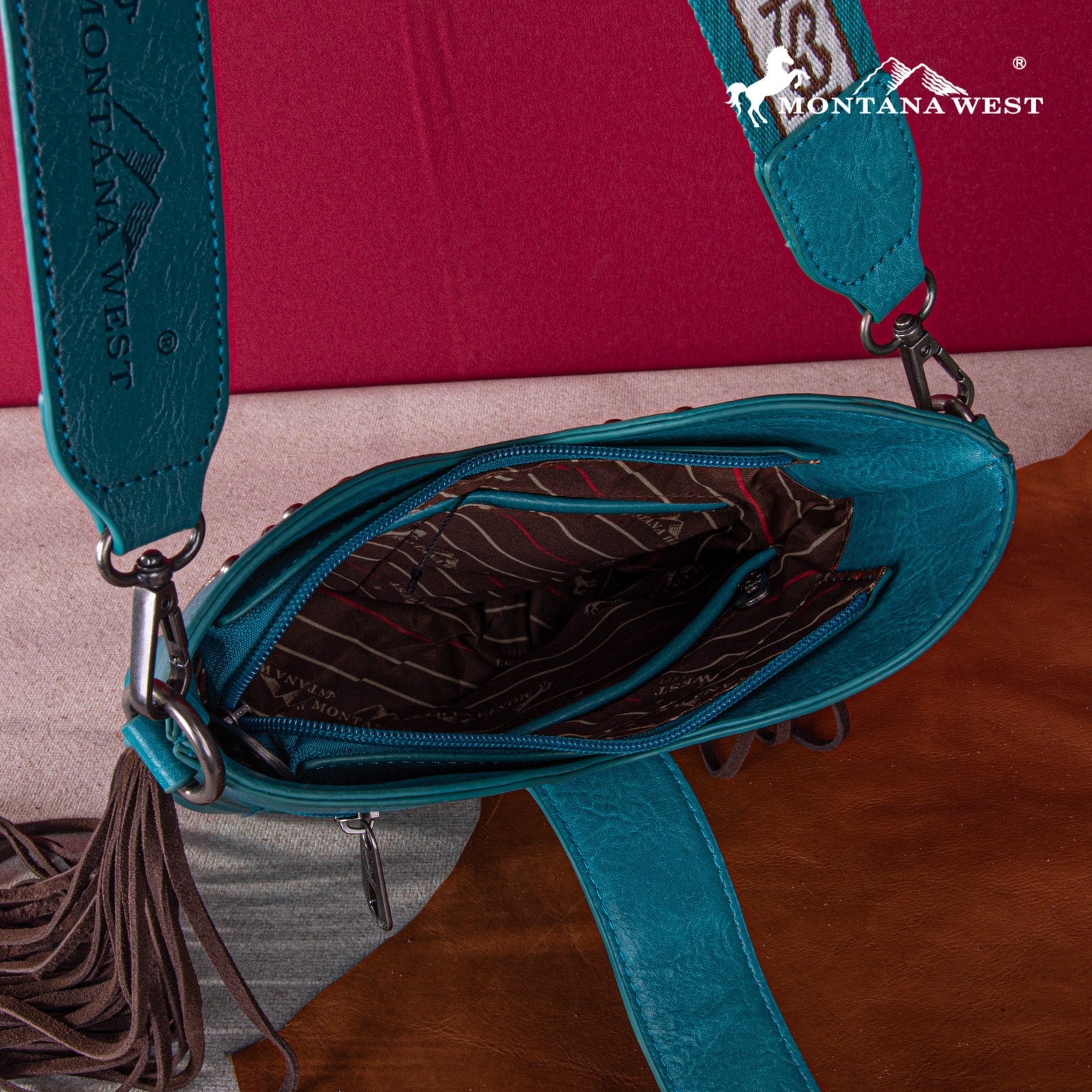 Montana West Embroidered Fringe Crossbody Boot Purse - Stylish Western Handbag for Women, Perfect for Country Concerts, Rodeos & Cowgirl Fashion