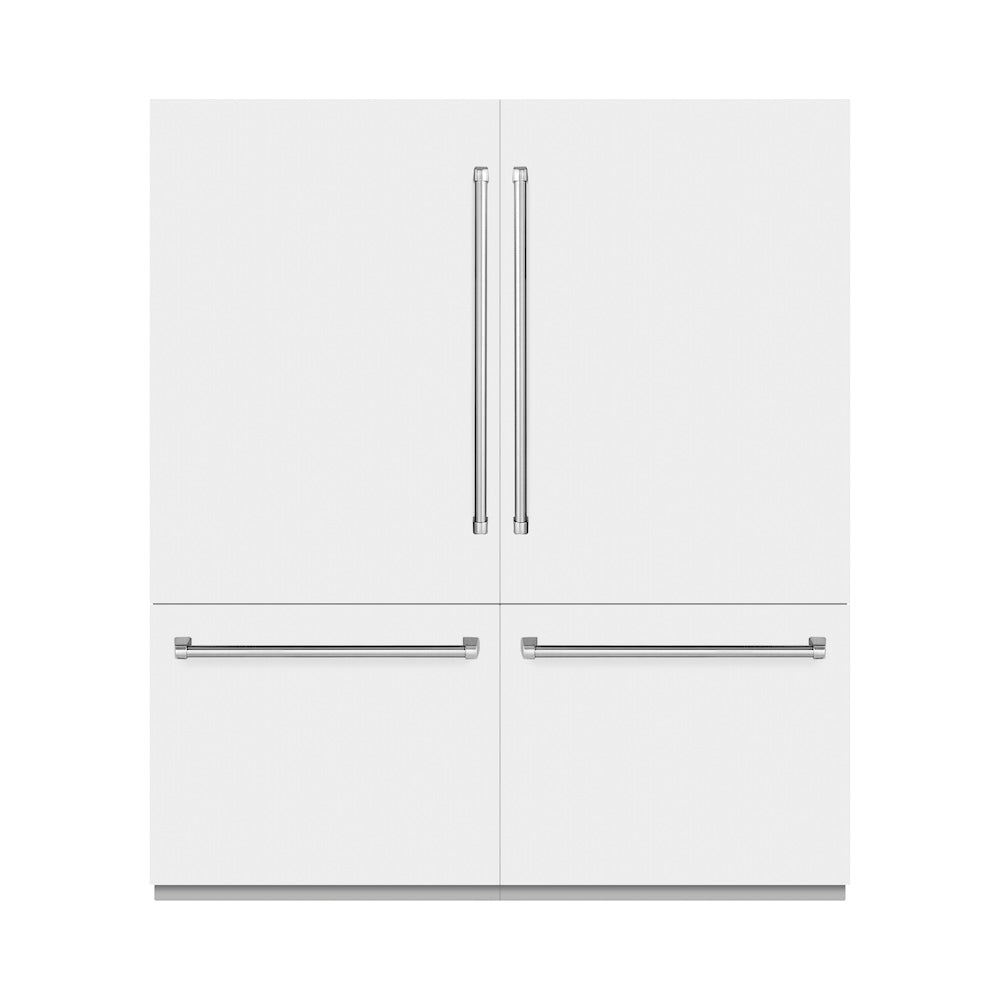 ZLINE 72-Inch French Door Built-In Bottom Freezer Refrigerator - 39.6 cu. ft. Capacity, Water Dispenser & Ice Maker, White Matte Exterior with Graphite Gray Interior (GRBIT WM 72) - Perfect for Modern Kitchens, Open-Concept Homes & Luxury Appliances Collection
