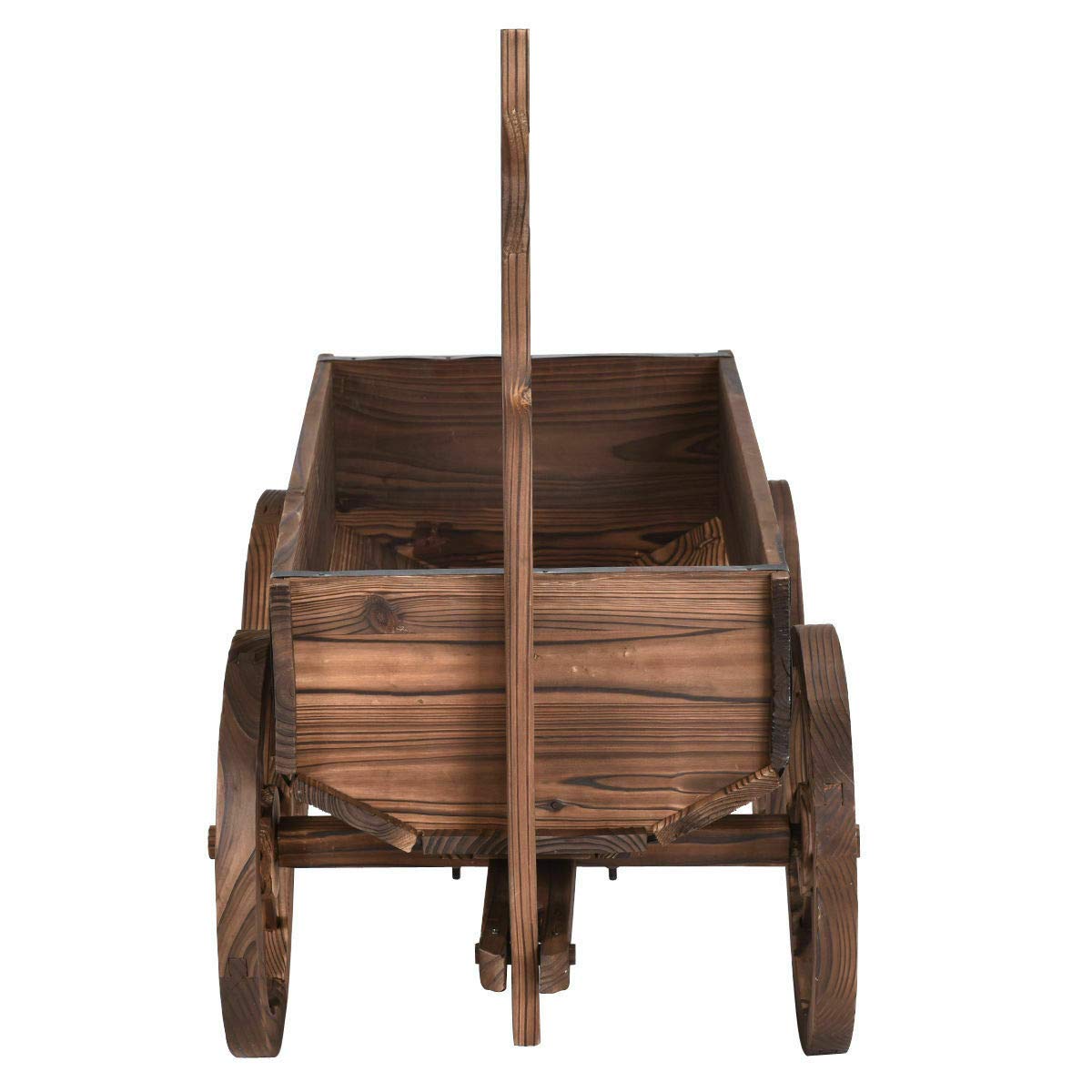 Wooden Wagon Flower Planter with Wheels - Rustic Garden Decor for Outdoor Plants, Flowers & Herbs | Perfect for Patio, Yard & Farmhouse Style Gardens