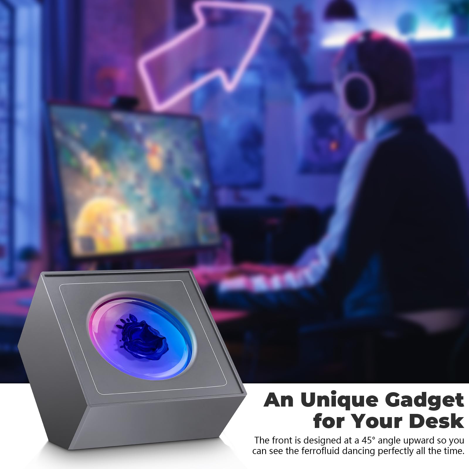Ferrofluid Music Visualizer - Dancing Sound Sensitive Ferrofluid Speaker Display with RGB Lights | Science Desk Toy for Office, Bedroom & Study | Perfect for Music Lovers, Tech Enthusiasts & Science Gifts | Use for Home Decor, Party Entertainment & STEM Education