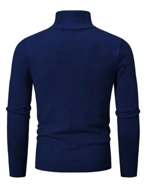 Men's Zipper Turtleneck Pullover Sweater - Warm Winter Knitwear for Casual Outfits & Office Wear