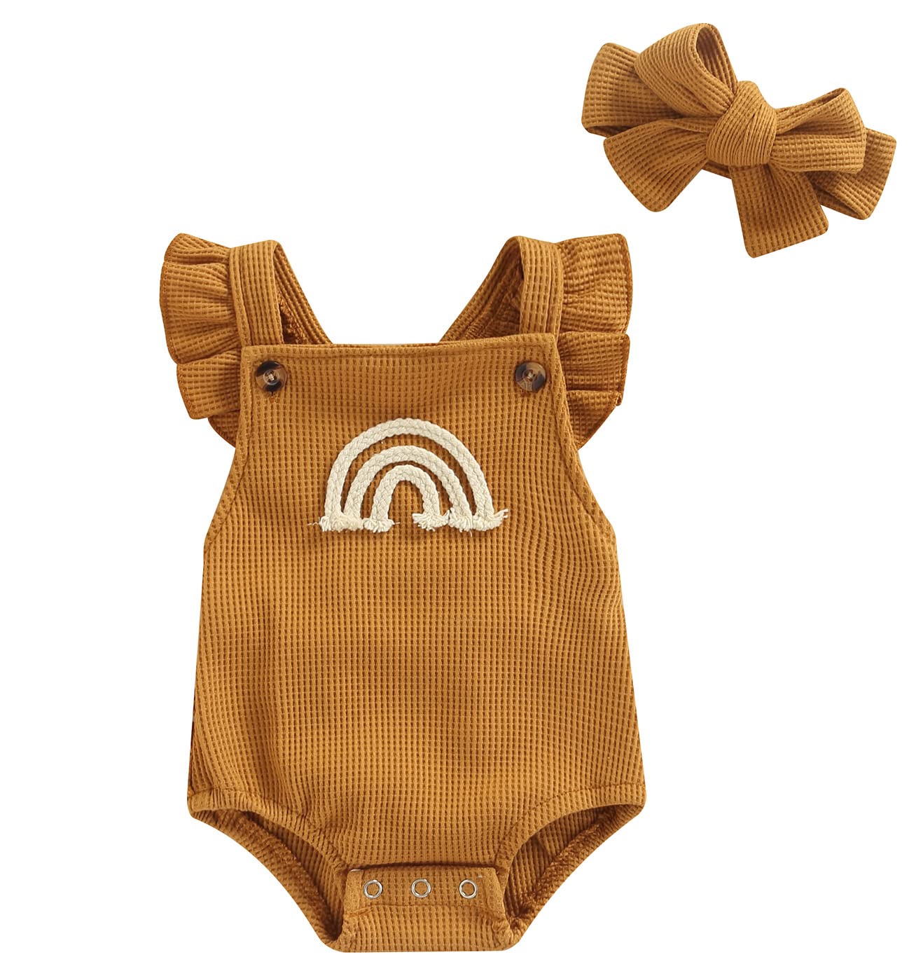 MERSARIPHY Boho Baby Girl Clothes - Cotton Linen Romper with Adjustable Straps, Newborn Summer Bodysuit Tops | Perfect for Photoshoots, Beach Outings & Casual Wear