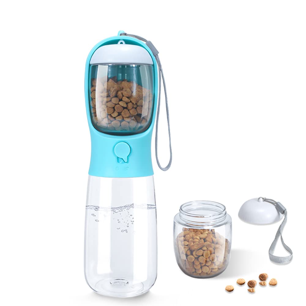 19OZ Large Capacity Portable Dog Water Bottle with Food Container - Leak Proof Travel Water Dispenser for Dogs Walking, Hiking, Camping & Outdoor Adventures